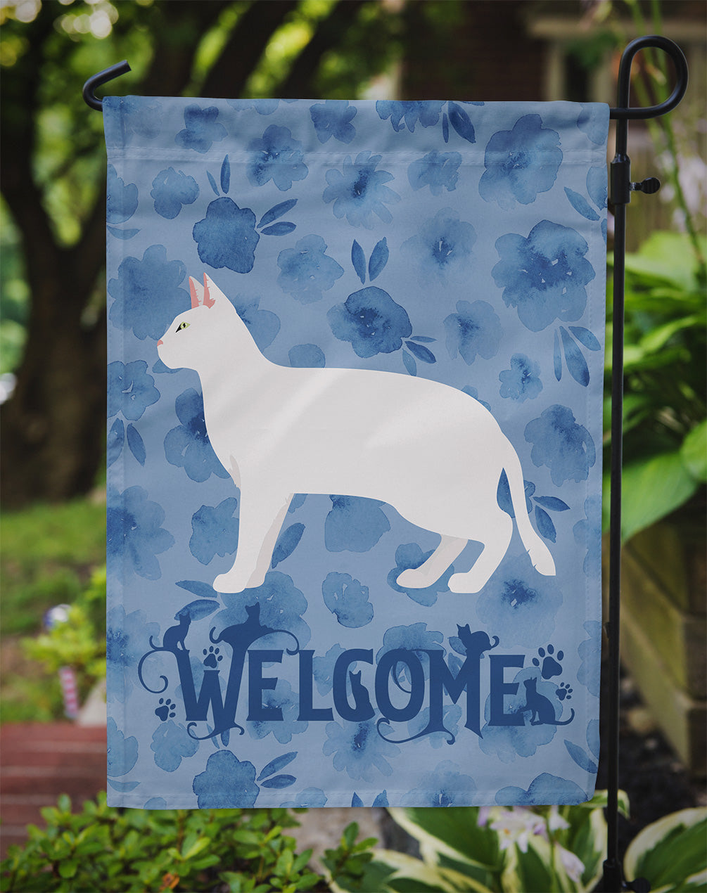 Russian White Black #2 Cat Welcome Garden Flag Mailbox Decorative Yard Banner Outside Patio Artwork for Flower Beds, Garden Size, Multicolor