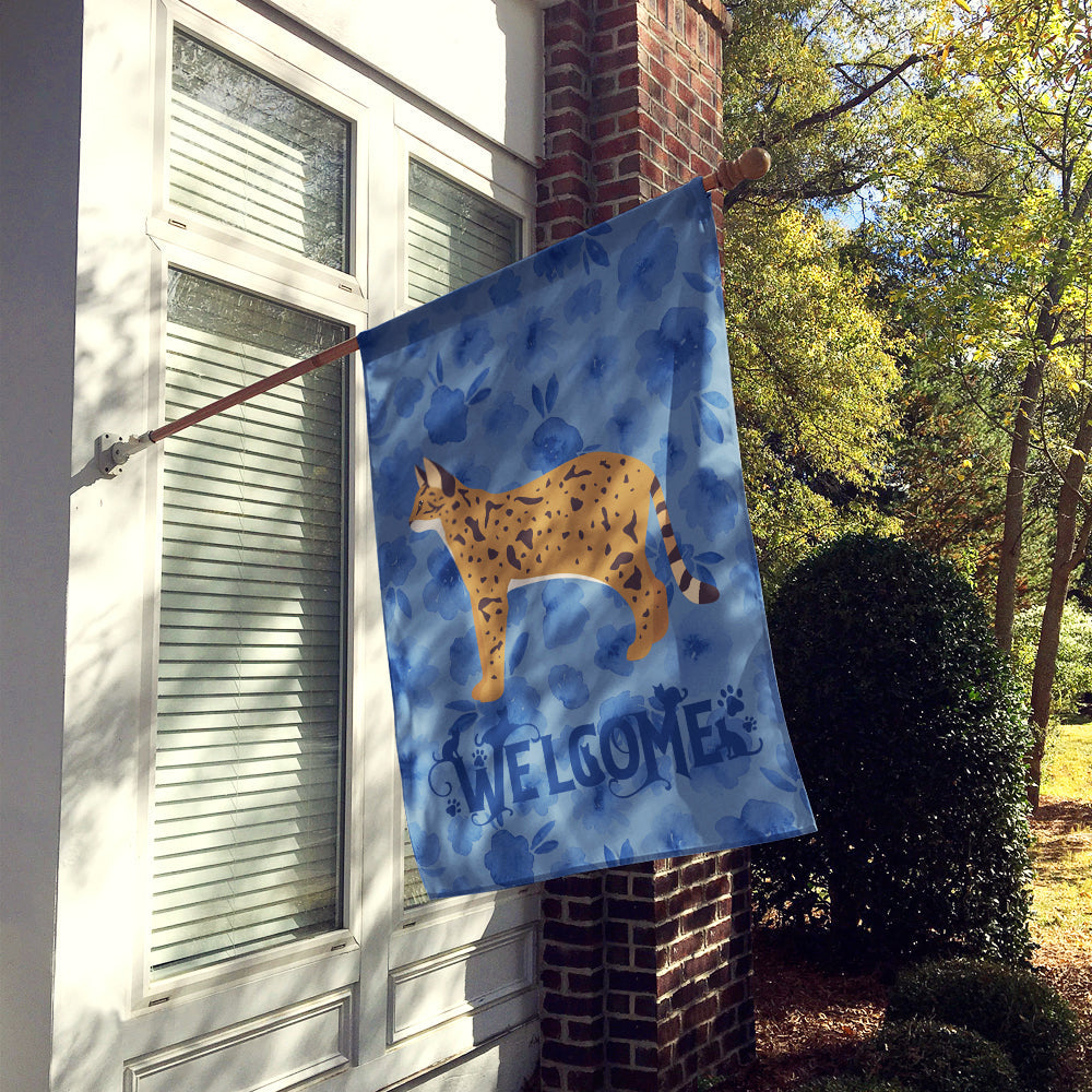 Savannah #2 Cat Welcome House Flag 28x40 Porch Sleeve Pole Decorative Outside Yard Banner Artwork Wall Hanging, Polyester