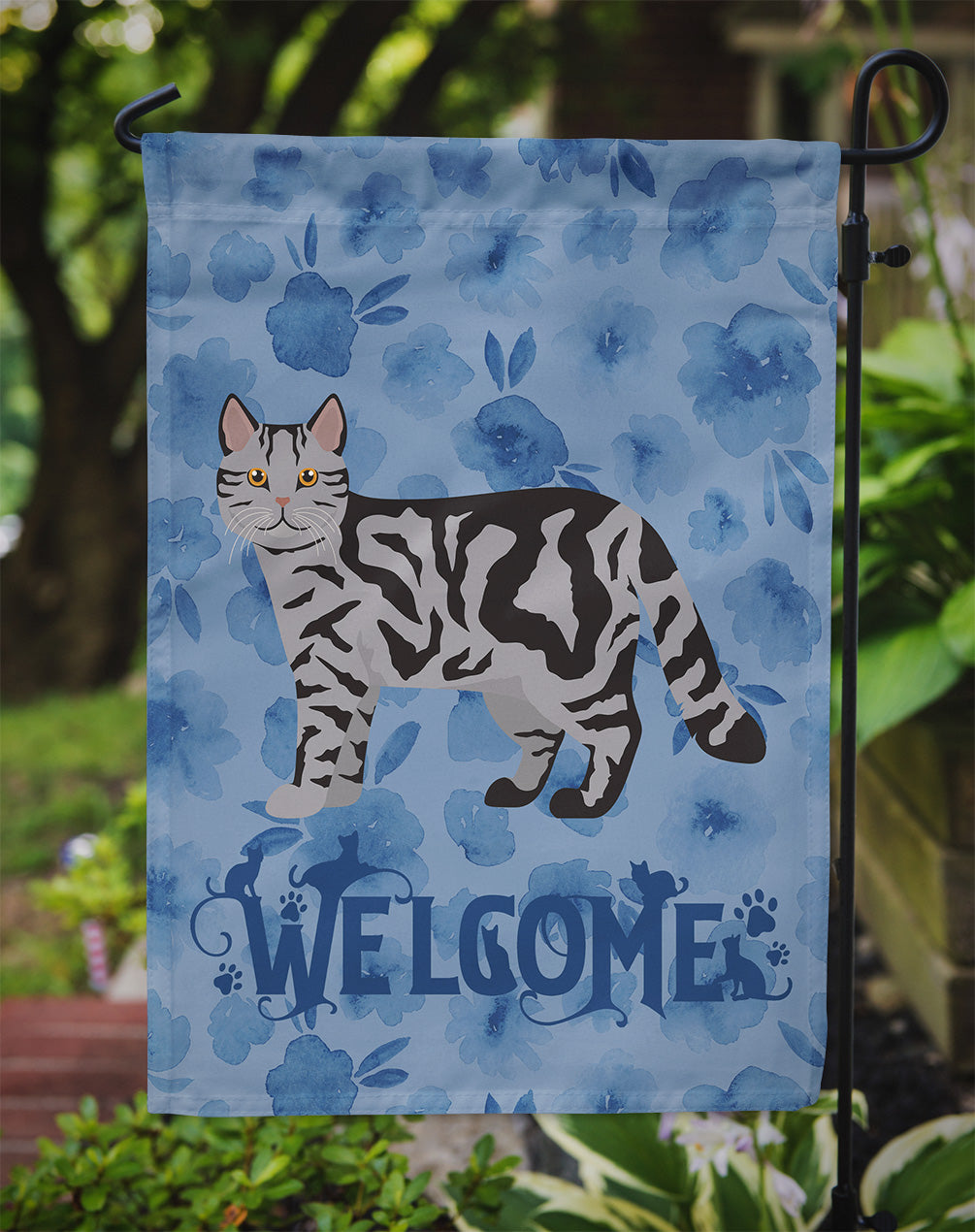Scottish Straight Cat Welcome Garden Flag Mailbox Decorative Yard Banner Outside Patio Artwork for Flower Beds, Garden Size, Multicolor