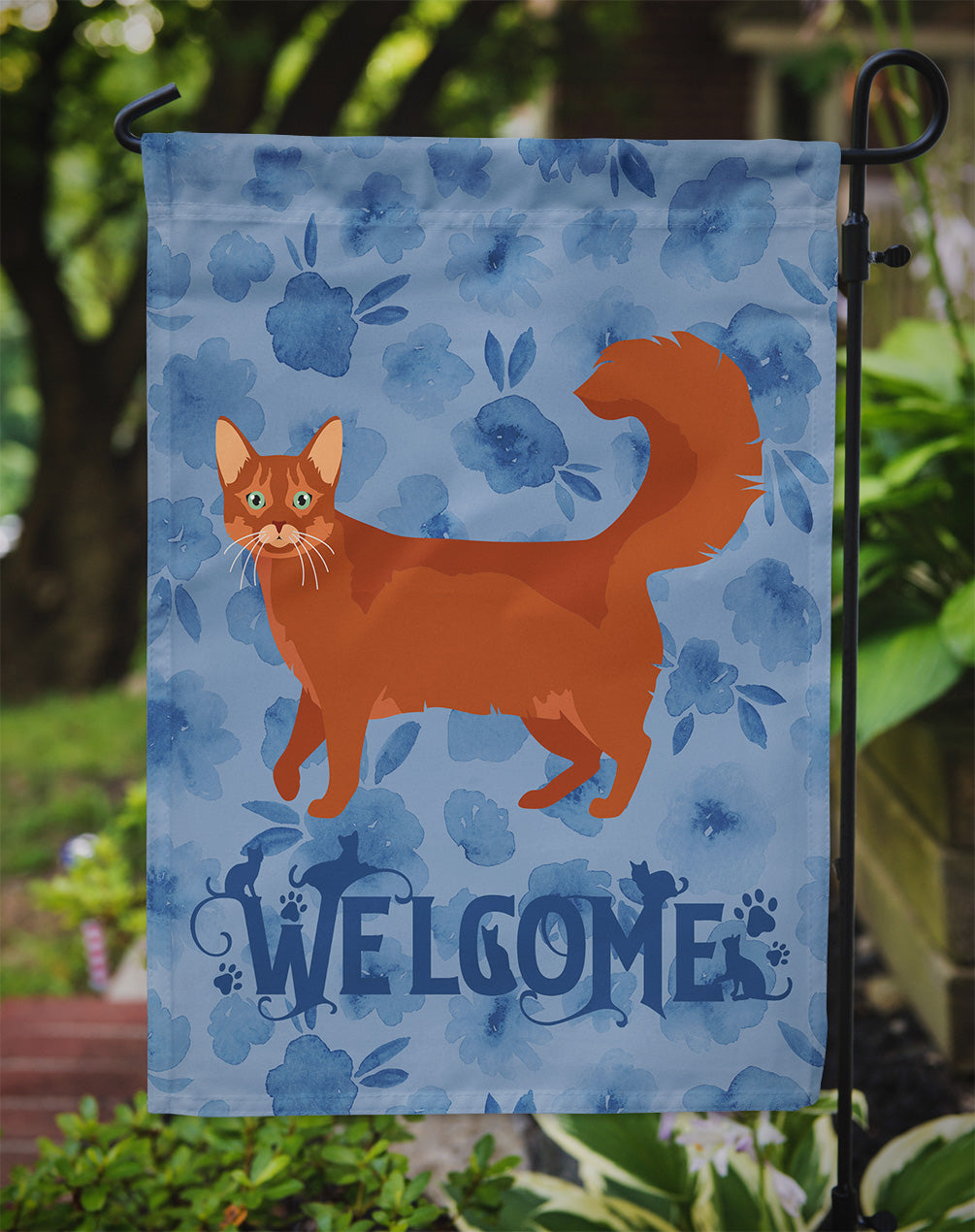 Somali Cat Welcome Garden Flag Mailbox Decorative Yard Banner Outside Patio Artwork for Flower Beds, Garden Size, Multicolor