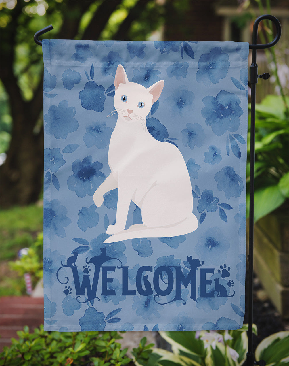 Arabian Mau Cat Welcome Garden Flag Mailbox Decorative Yard Banner Outside Patio Artwork for Flower Beds, Garden Size, Multicolor