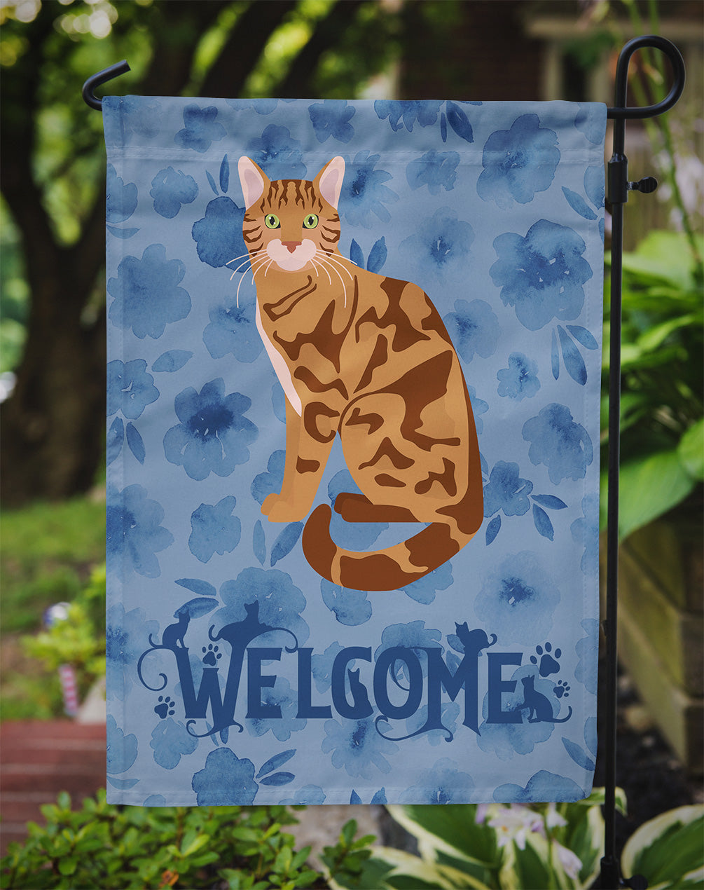 Bengal Cat Welcome Garden Flag Mailbox Decorative Yard Banner Outside Patio Artwork for Flower Beds, Garden Size, Multicolor