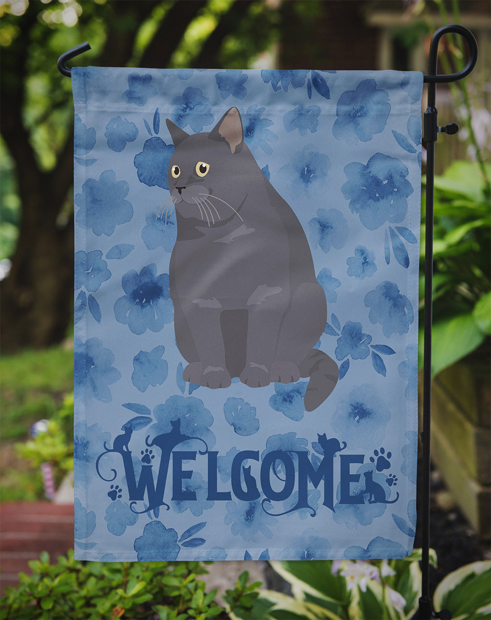 British Shorthair #2 Cat Welcome Garden Flag Mailbox Decorative Yard Banner Outside Patio Artwork for Flower Beds, Garden Size, Multicolor