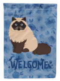 Colorpoint Persian Hymalayan Cat Welcome House Flag 28x40 Porch Sleeve Pole Decorative Outside Yard Banner Artwork Wall Hanging, Polyester