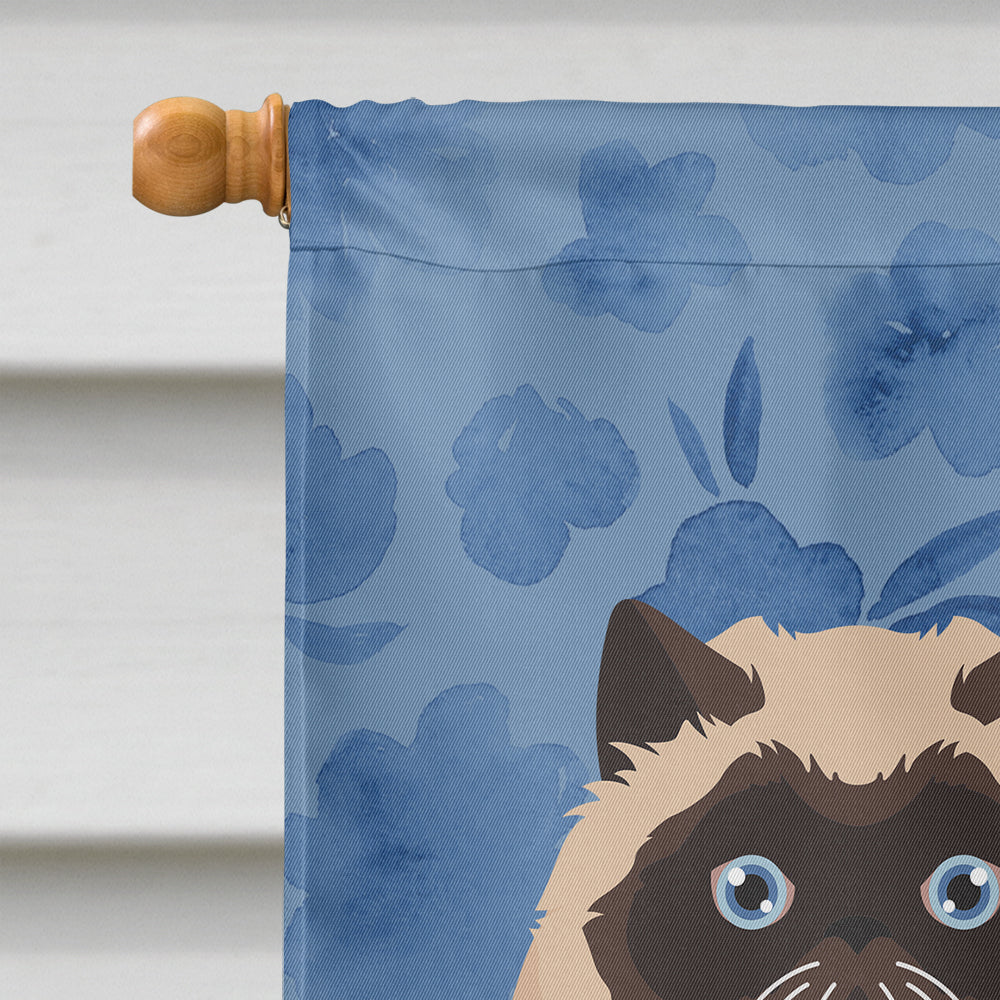 Colorpoint Persian Hymalayan Cat Welcome House Flag 28x40 Porch Sleeve Pole Decorative Outside Yard Banner Artwork Wall Hanging, Polyester