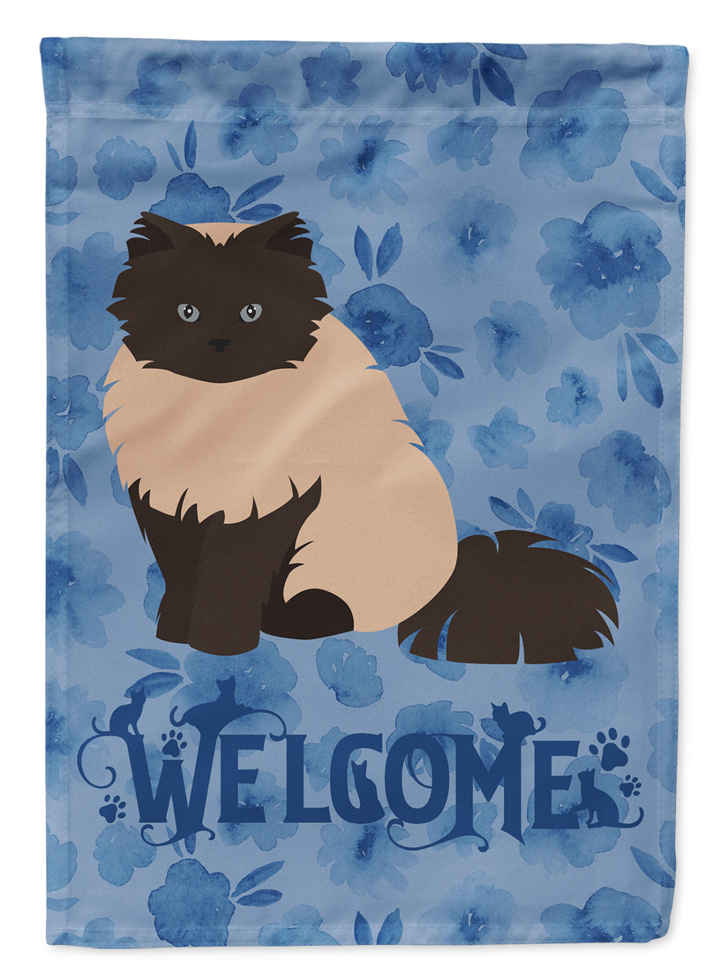 Colorpoint Persian Hymalayan #2 Cat Welcome House Flag 28x40 Porch Sleeve Pole Decorative Outside Yard Banner Artwork Wall Hanging, Polyester