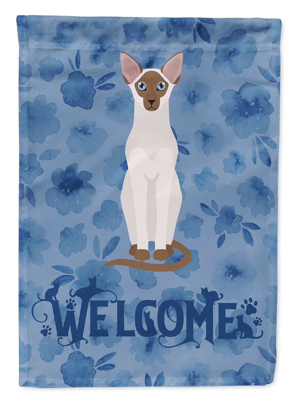 Colorpoint Shorthair Cat Welcome House Flag 28x40 Porch Sleeve Pole Decorative Outside Yard Banner Artwork Wall Hanging, Polyester