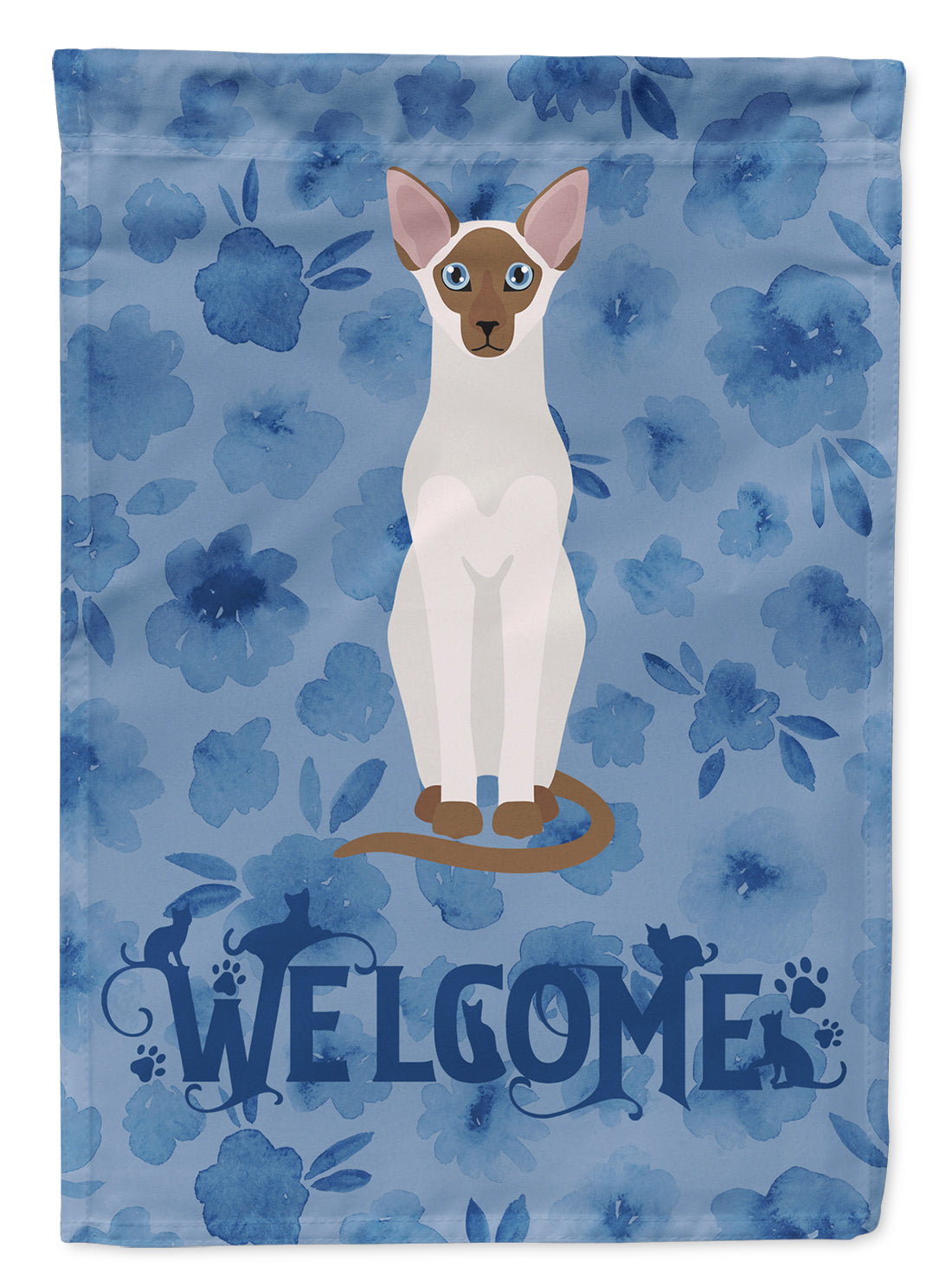 Colorpoint Shorthair Cat Welcome House Flag 28x40 Porch Sleeve Pole Decorative Outside Yard Banner Artwork Wall Hanging, Polyester