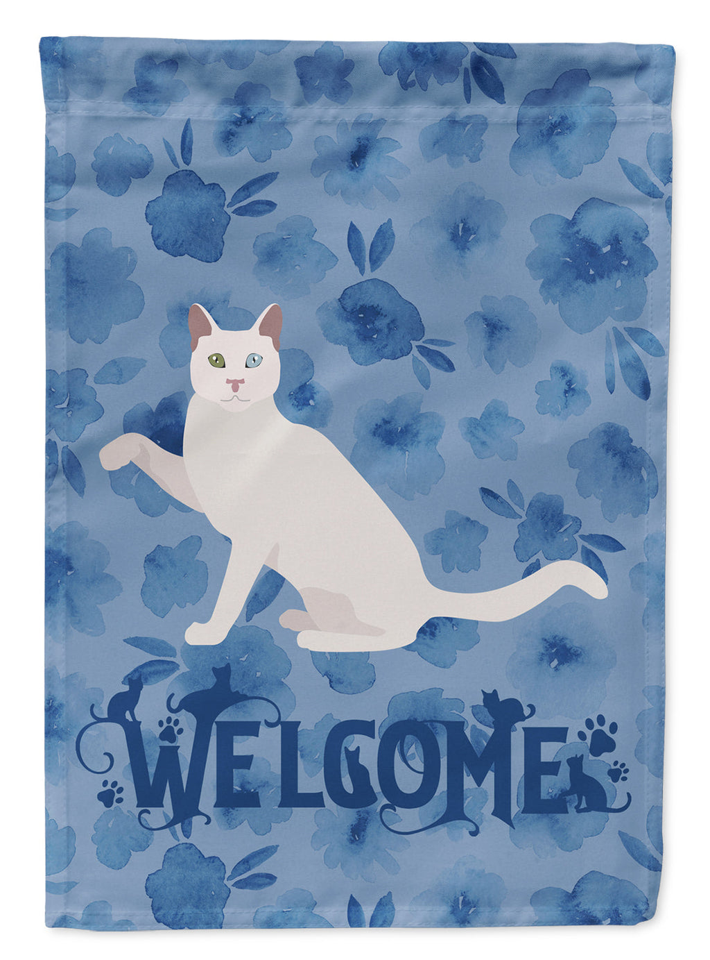 Khao Manee Cat Welcome Garden Flag Mailbox Decorative Yard Banner Outside Patio Artwork for Flower Beds, Garden Size, Multicolor
