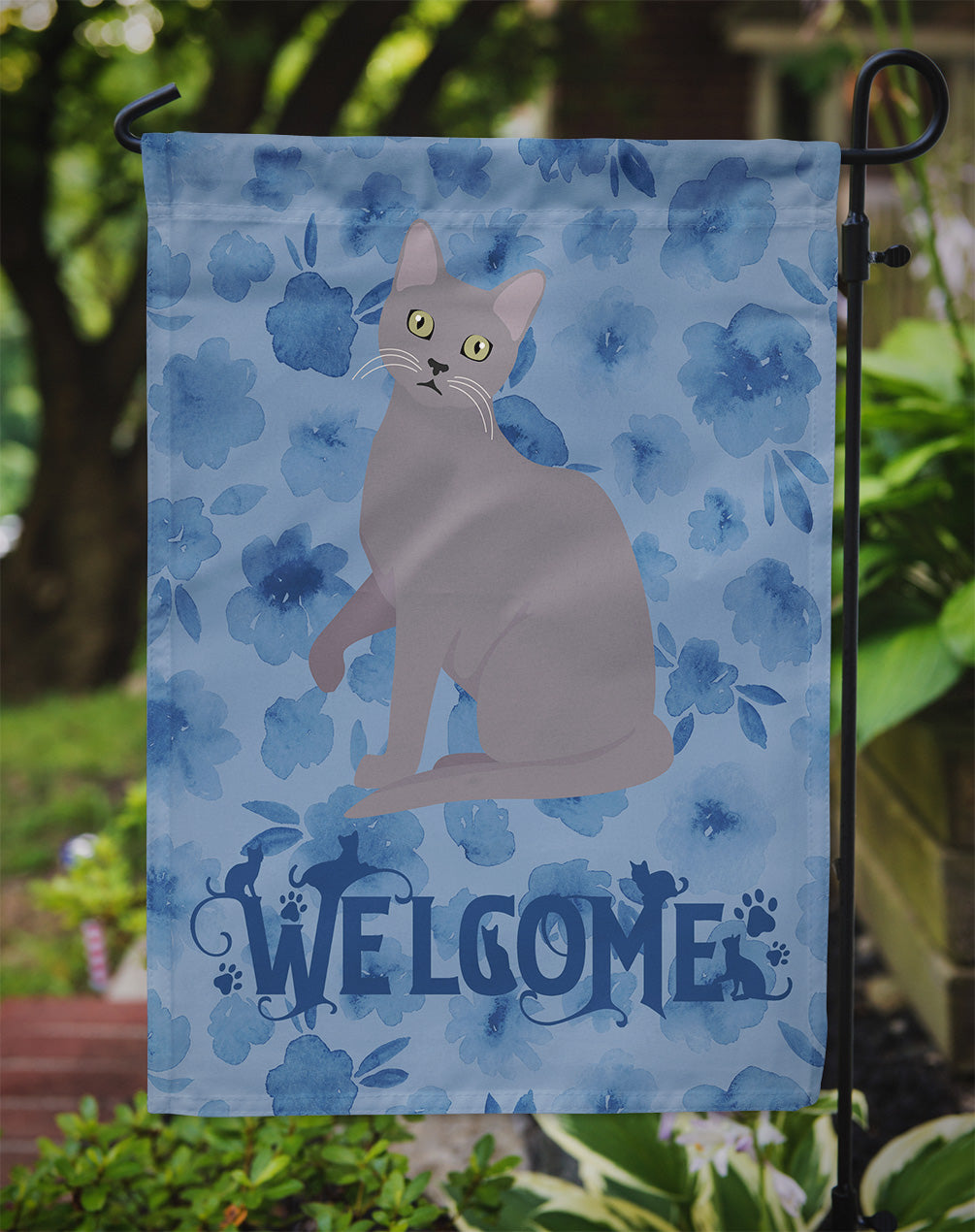 Korat Cat Welcome Garden Flag Mailbox Decorative Yard Banner Outside Patio Artwork for Flower Beds, Garden Size, Multicolor