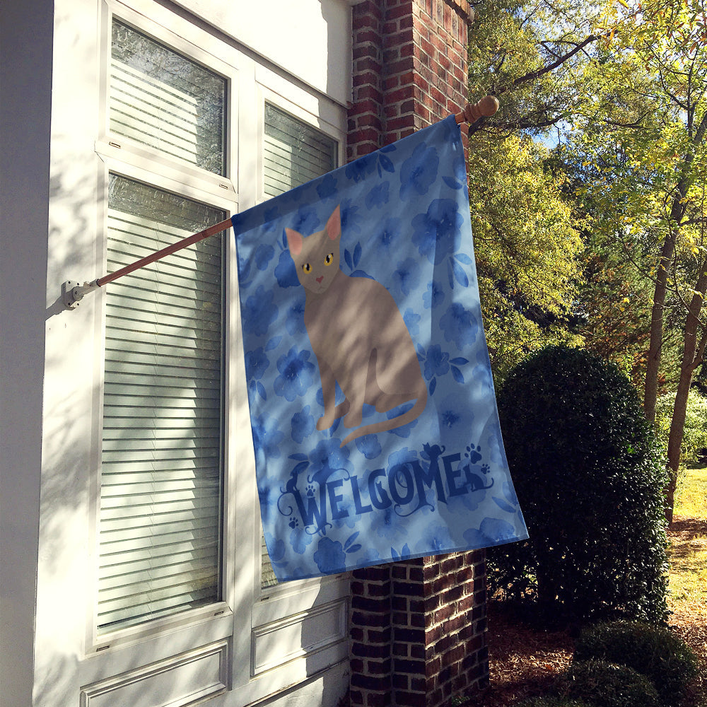 Malayan Cat Welcome House Flag 28x40 Porch Sleeve Pole Decorative Outside Yard Banner Artwork Wall Hanging, Polyester