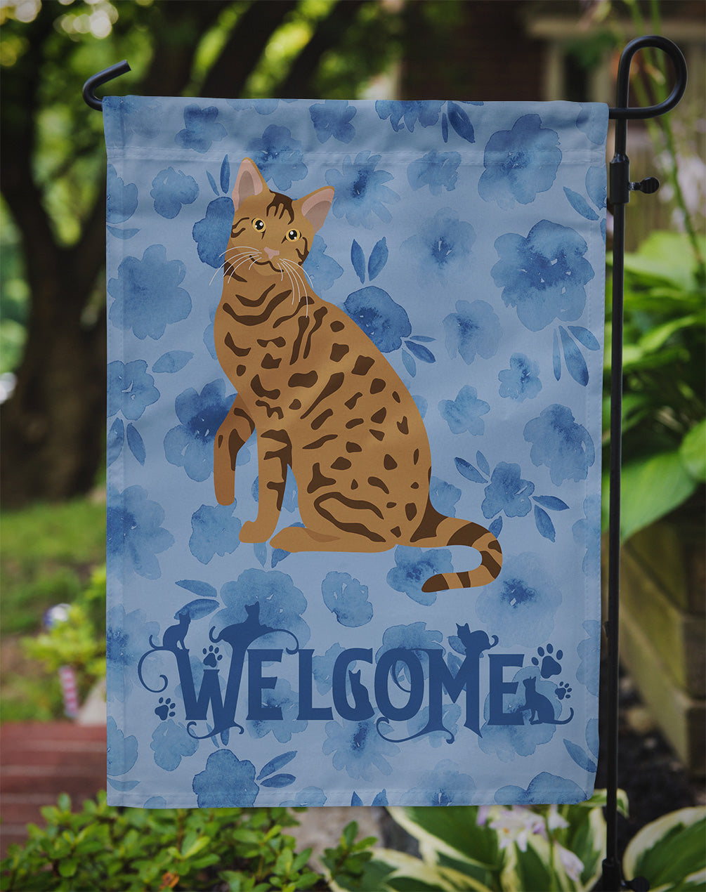 Ocicat #2 Cat Welcome Garden Flag Mailbox Decorative Yard Banner Outside Patio Artwork for Flower Beds, Garden Size, Multicolor