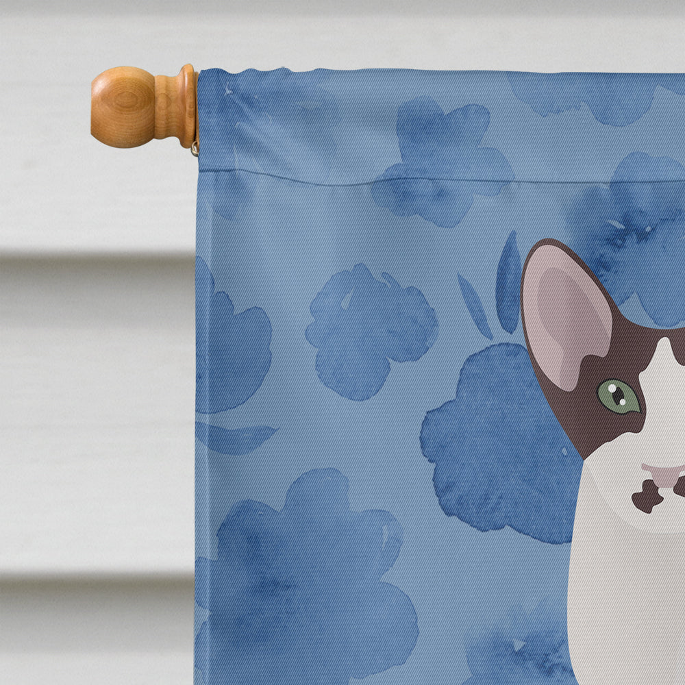 Oriental Bicolor Cat Welcome House Flag 28x40 Porch Sleeve Pole Decorative Outside Yard Banner Artwork Wall Hanging, Polyester