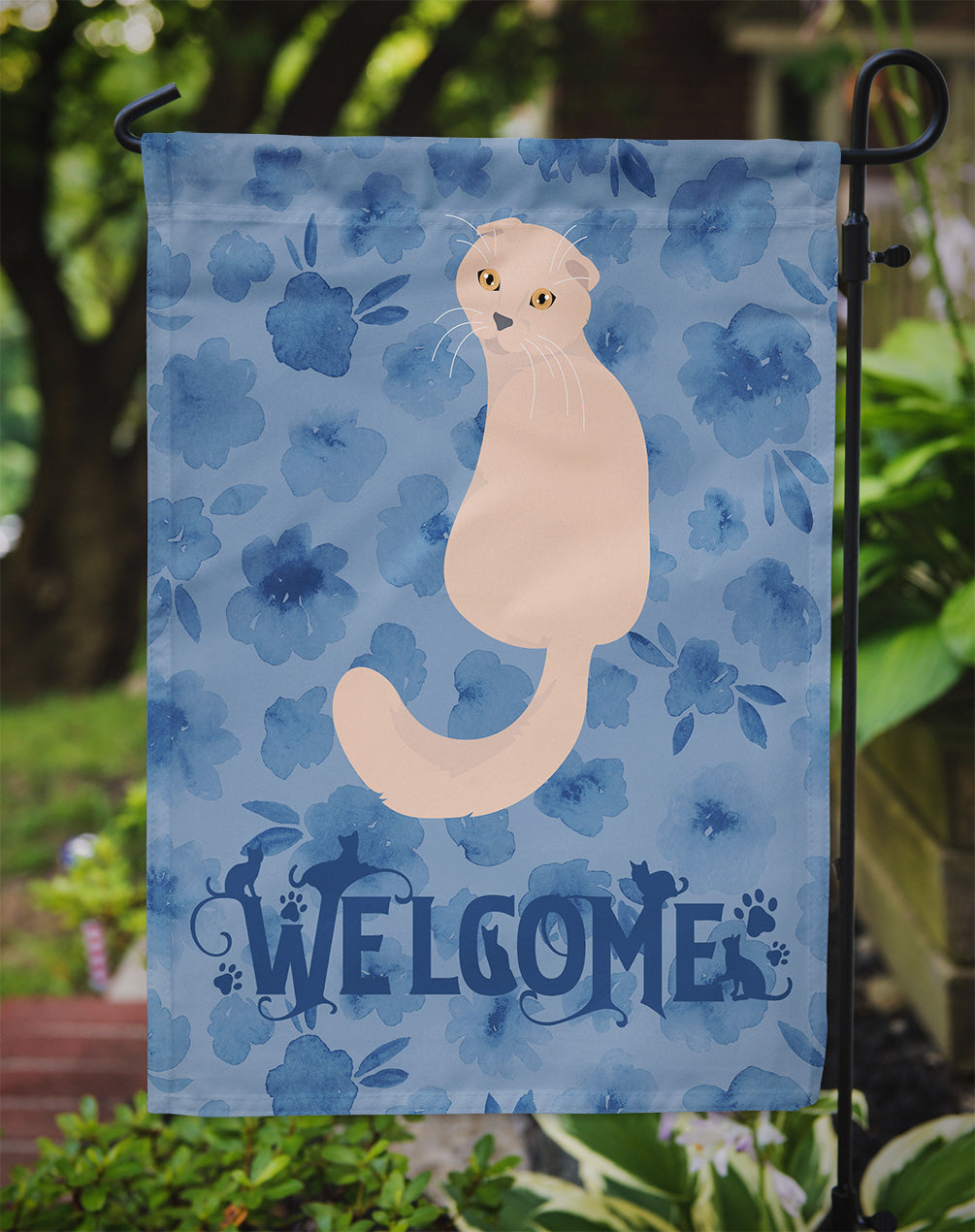 Scottish Fold Cat Welcome Garden Flag Mailbox Decorative Yard Banner Outside Patio Artwork for Flower Beds, Garden Size, Multicolor