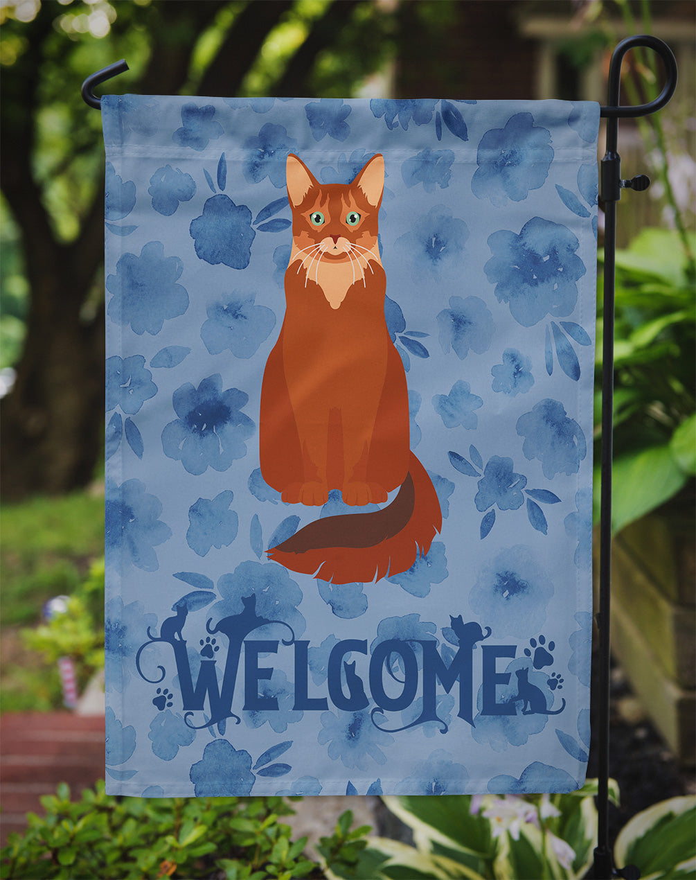 Somali Cat Welcome Garden Flag Mailbox Decorative Yard Banner Outside Patio Artwork for Flower Beds, Garden Size, Multicolor