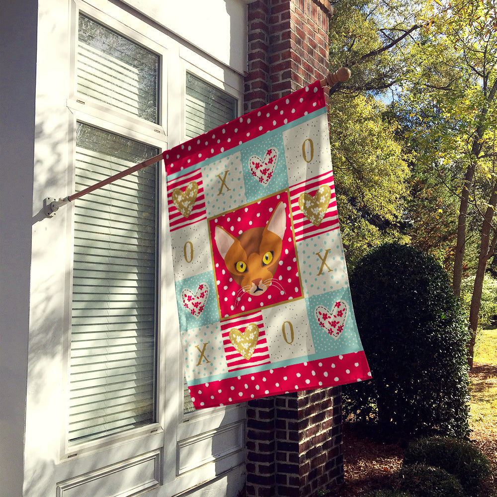 Abyssinian Cat Love House Flag 28x40 Porch Sleeve Pole Decorative Outside Yard Banner Artwork Wall Hanging, Polyester