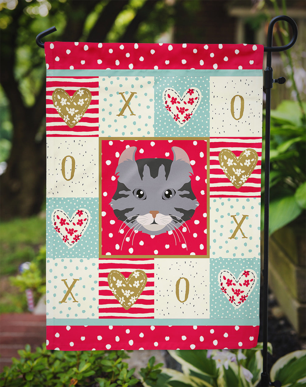 American Curl Cat Love Garden Flag Mailbox Decorative Yard Banner Outside Patio Artwork for Flower Beds, Garden Size, Multicolor