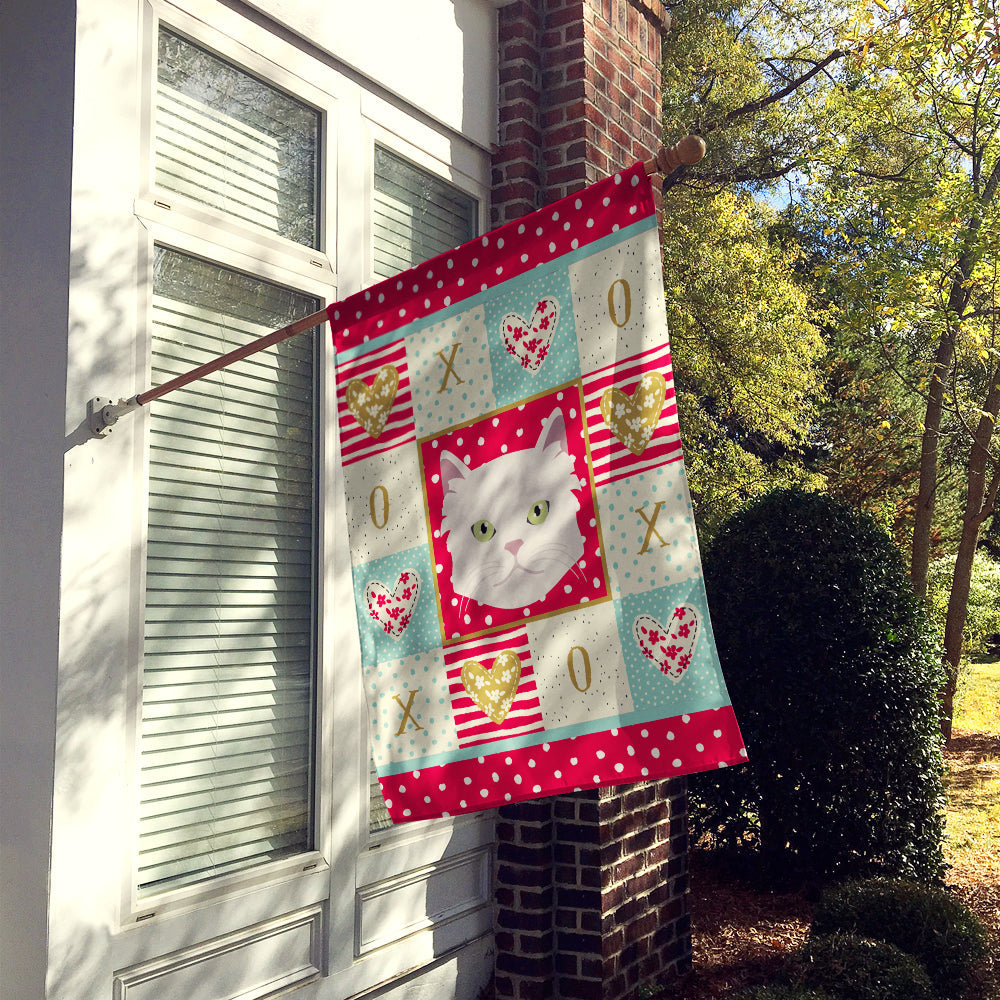 Asian Semi Longhaired Cat Love House Flag 28x40 Porch Sleeve Pole Decorative Outside Yard Banner Artwork Wall Hanging, Polyester