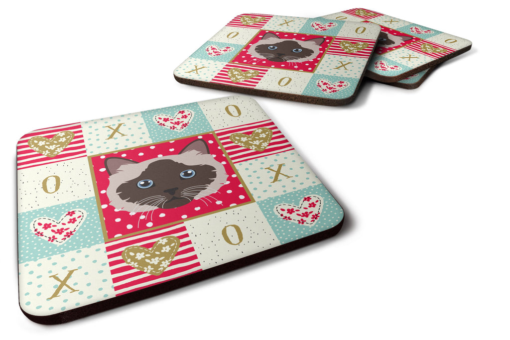 Birman Cat Love Foam Coasters Set of 4 Cup Coasters for Indoor Outdoor, Tabletop Protection, Anti Slip, Mouse pad Material