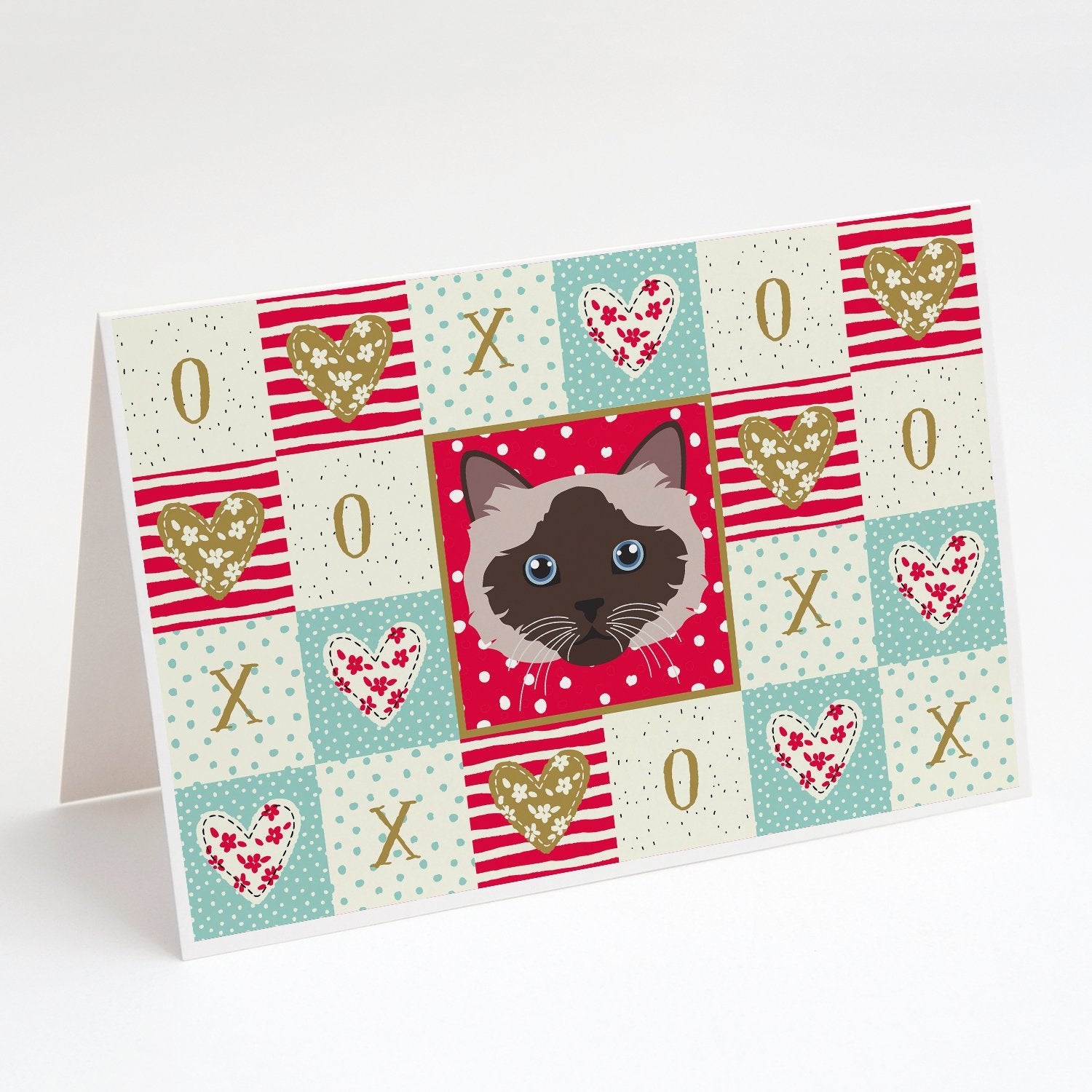 Birman Cat Love Greeting Cards Pack of 8 Blank Cards with Envelopes Whimsical A7 Size 5x7