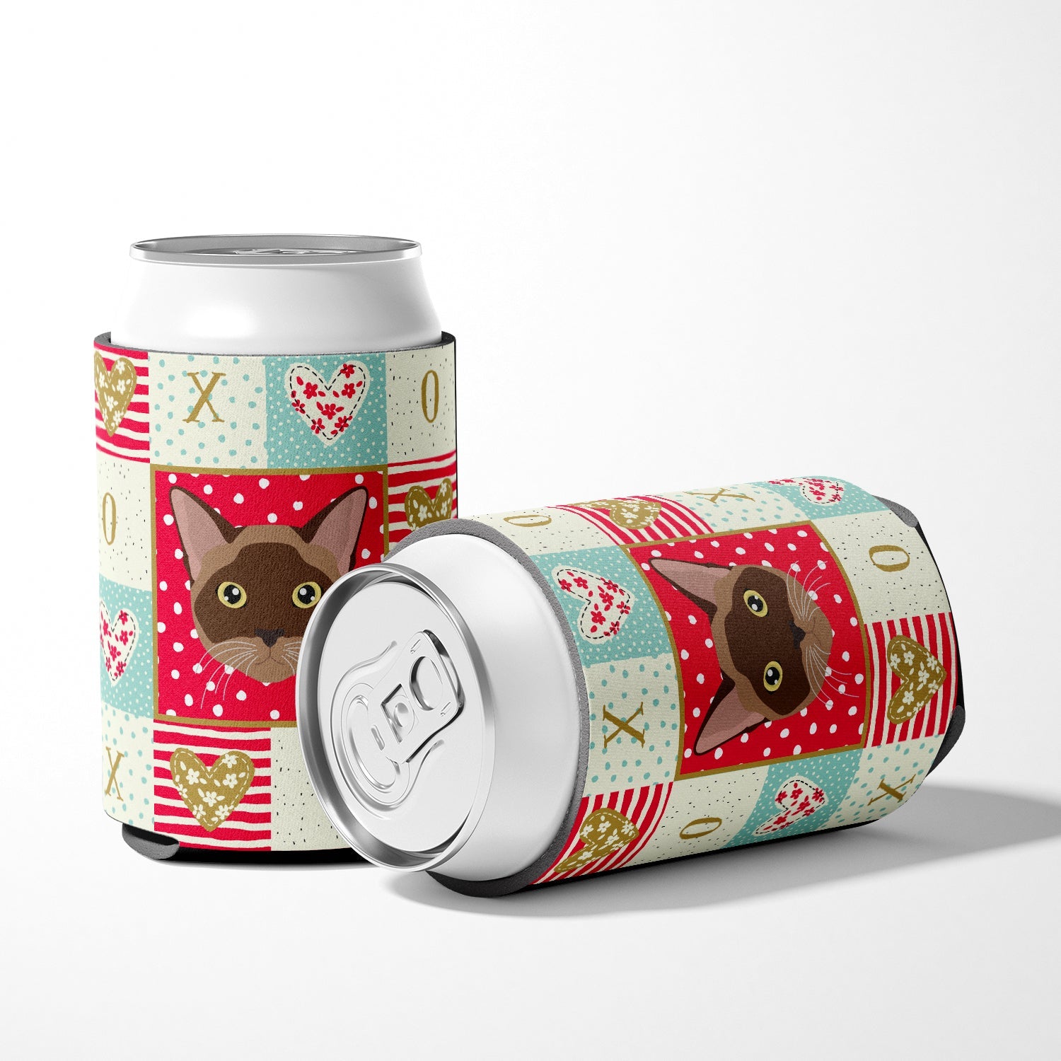 Burmese Cat Love Can or Bottle Hugger Cooler Sleeve for Standard 12 oz Cans, Insulated Foam Beer & Soda Can Hugger Reusable