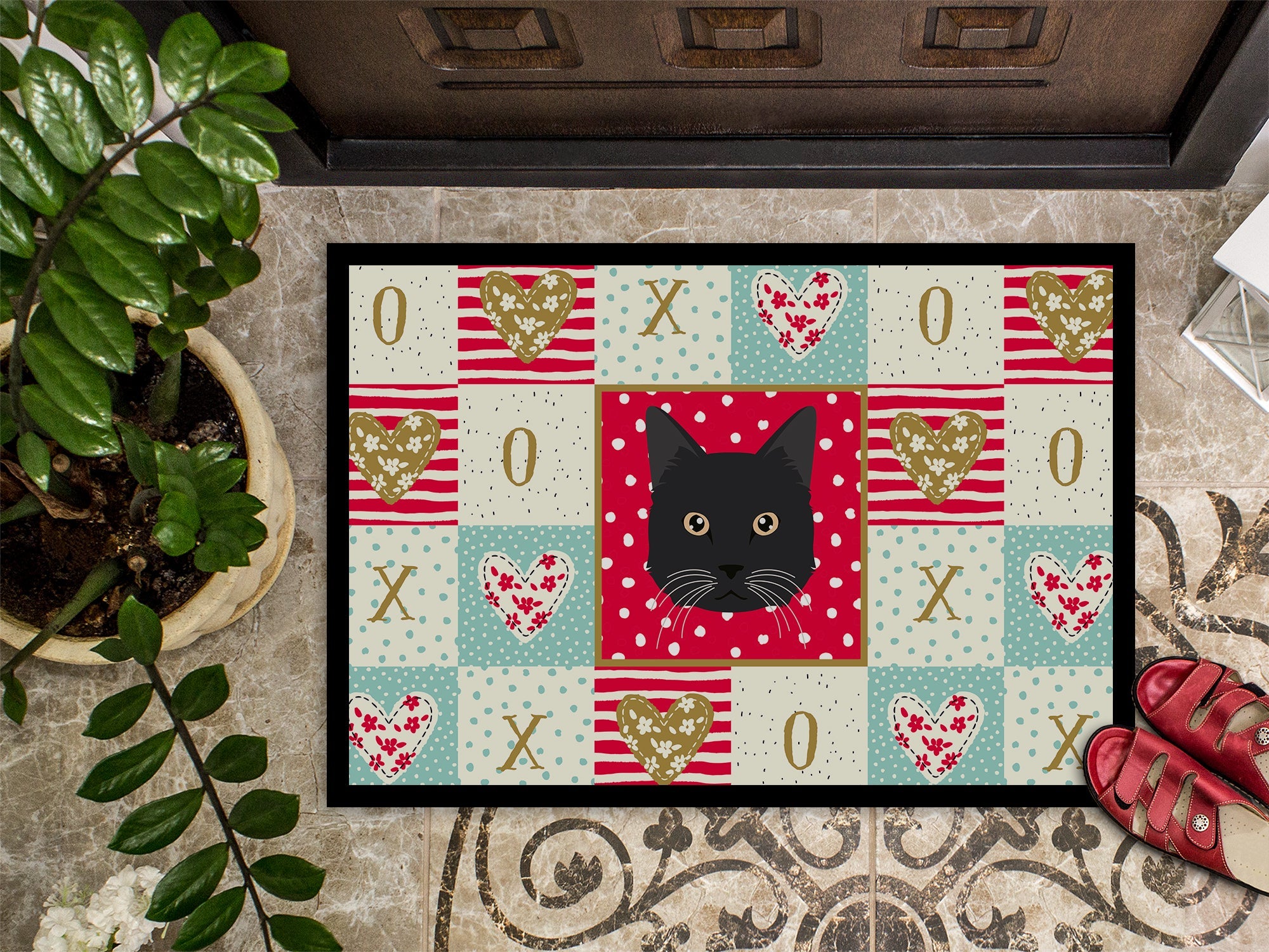 Chantilly Tiffany Cat Love Doormat Indoor Outdoor 24H X 36W Front Door Mat Rugs for Entryway, Non Slip Washable Low Pile,
