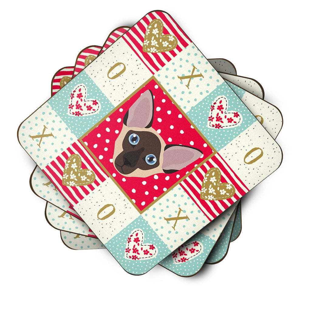 Colorpoint Shorthair Cat Love Foam Coasters Set of 4 Cup Coasters for Indoor Outdoor, Tabletop Protection, Anti Slip, Mouse pad Material