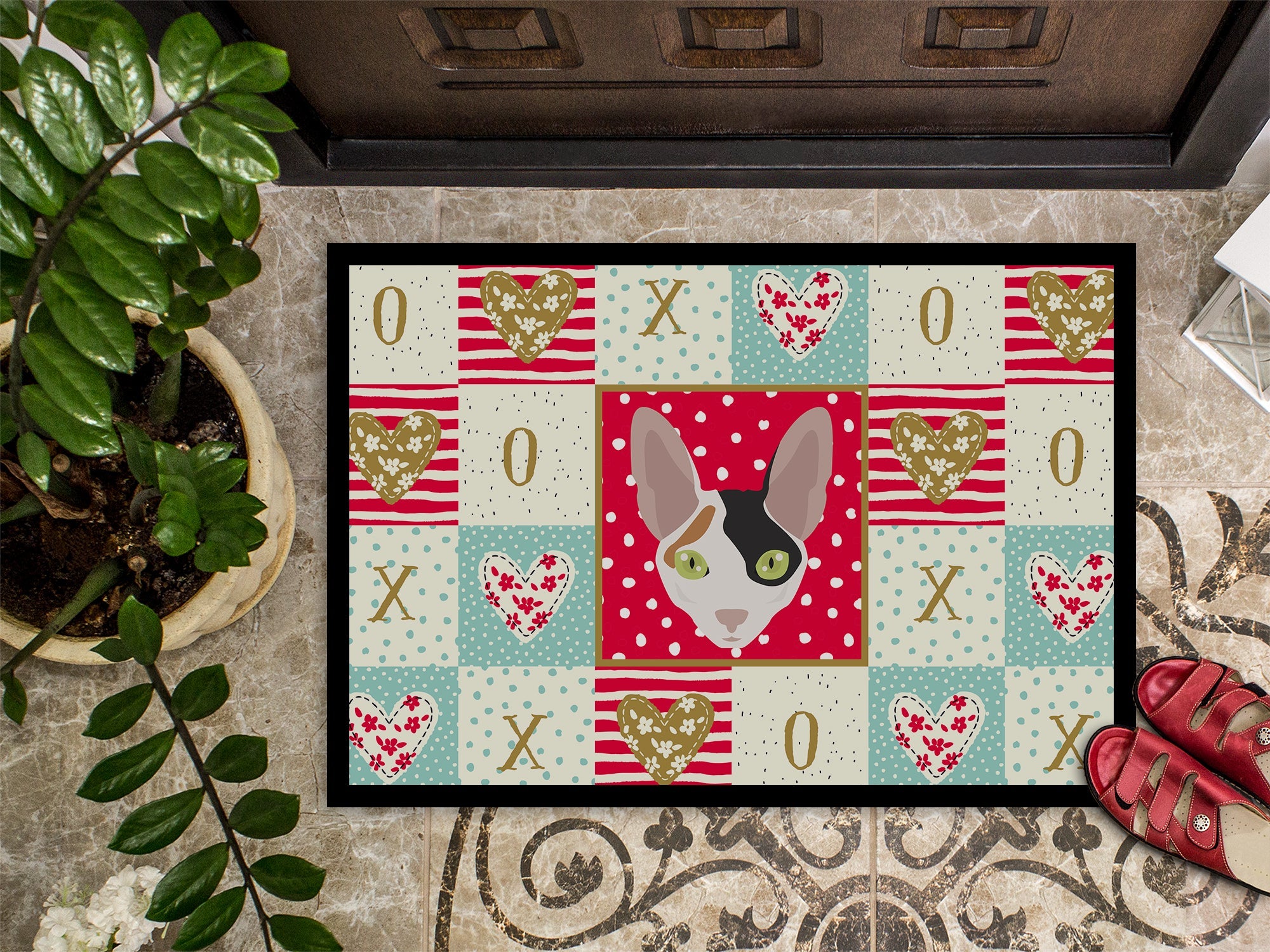 Cornish Rex Cat Love Doormat Indoor Outdoor 18H X 27W Front Door Mat Rugs for Entryway, Non Slip Washable