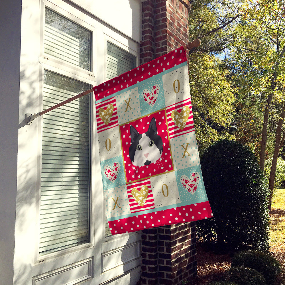 Cymric Cat Love House Flag 28x40 Porch Sleeve Pole Decorative Outside Yard Banner Artwork Wall Hanging, Polyester