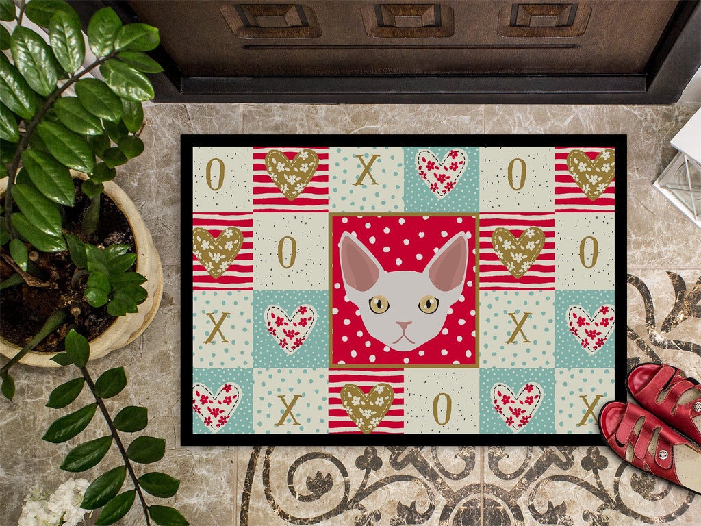 Devon Rex Cat Love Doormat Indoor Outdoor 18H X 27W Front Door Mat Rugs for Entryway, Non Slip Washable