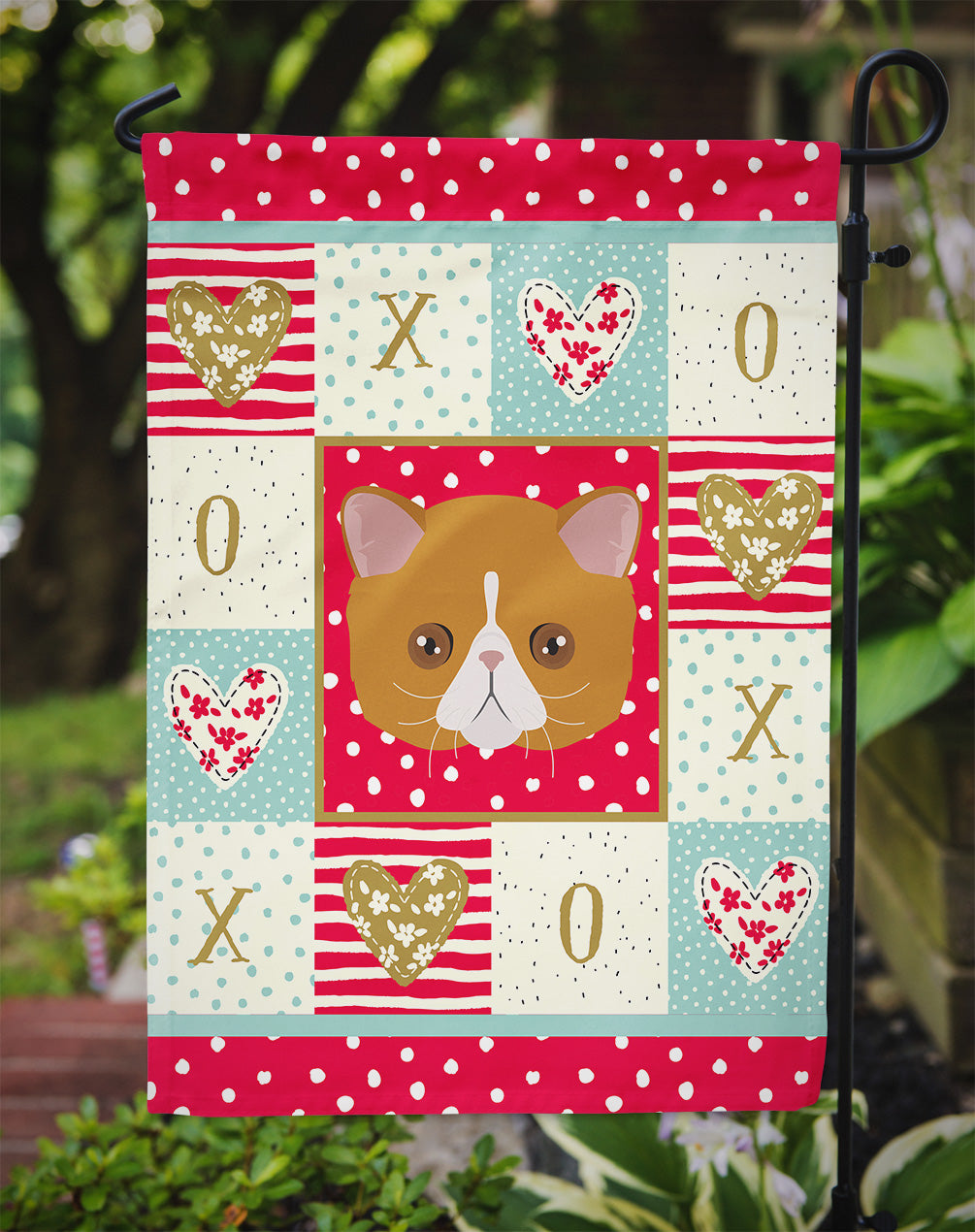 Exotic Shorthair Cat Love Garden Flag Mailbox Decorative Yard Banner Outside Patio Artwork for Flower Beds, Garden Size, Multicolor