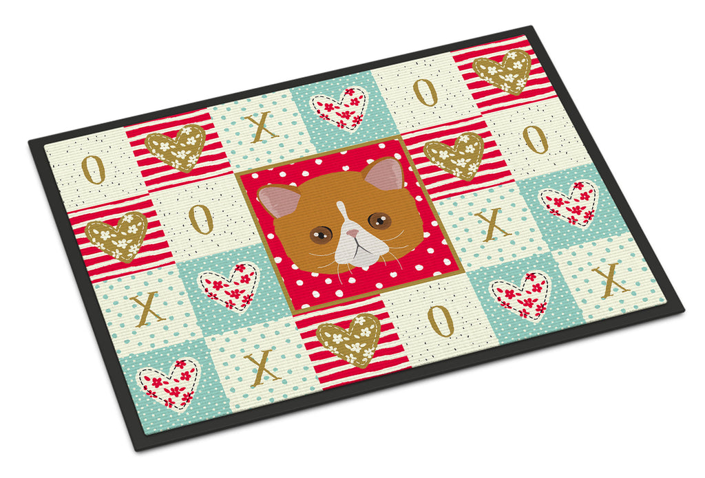 Exotic Shorthair Cat Love Doormat Indoor Outdoor 24H X 36W Front Door Mat Rugs for Entryway, Non Slip Washable Low Pile,