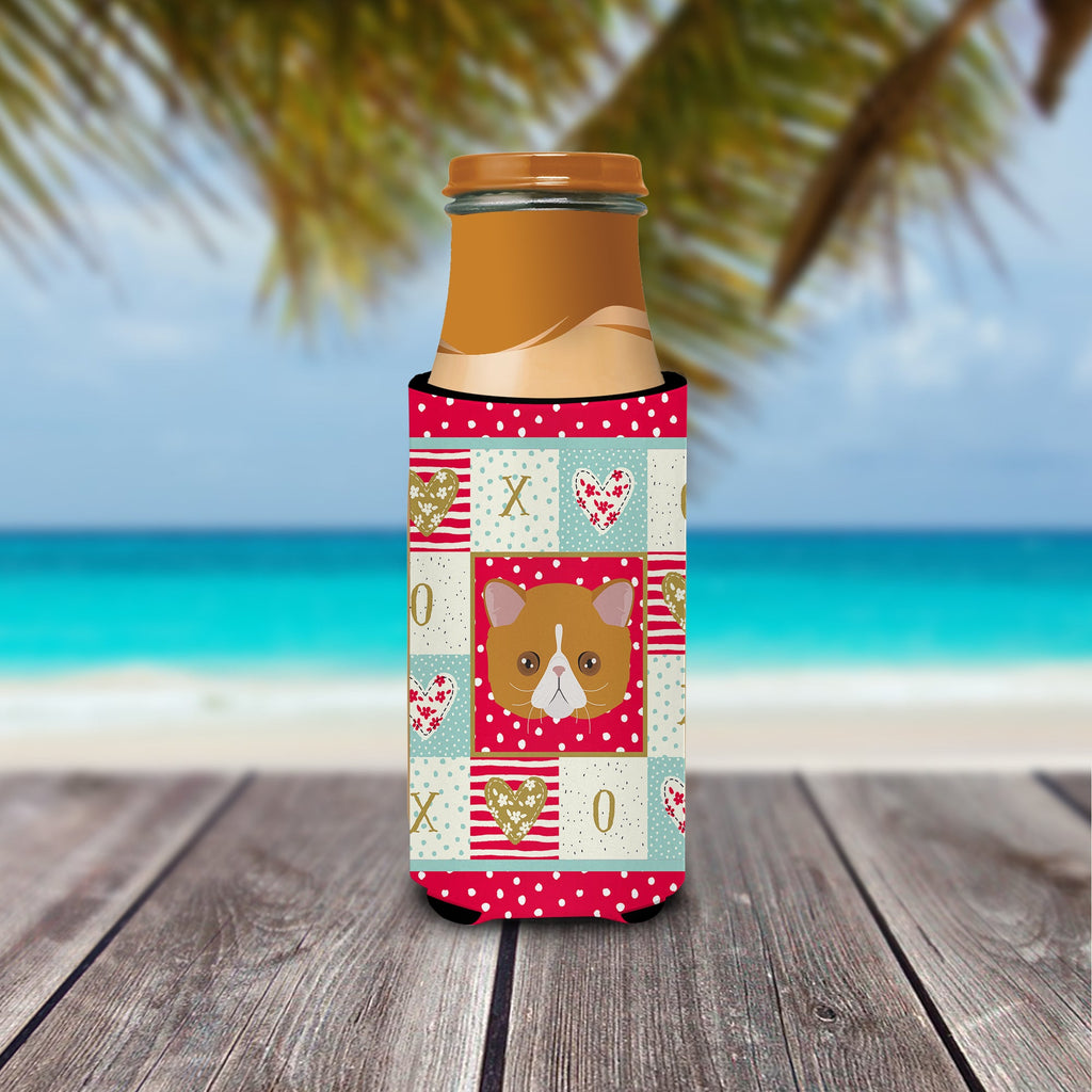Exotic Shorthair Cat Love Slim Can Hugger , Insulated Foam Hugger for 12 oz Slim Cans, Beer Bottles & Water Bottles, Printed in USA
