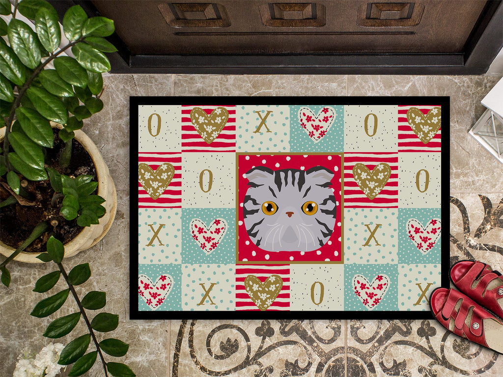 Foldex Exotic Fold Cat Love Doormat Indoor Outdoor 24H X 36W Front Door Mat Rugs for Entryway, Non Slip Washable Low Pile,