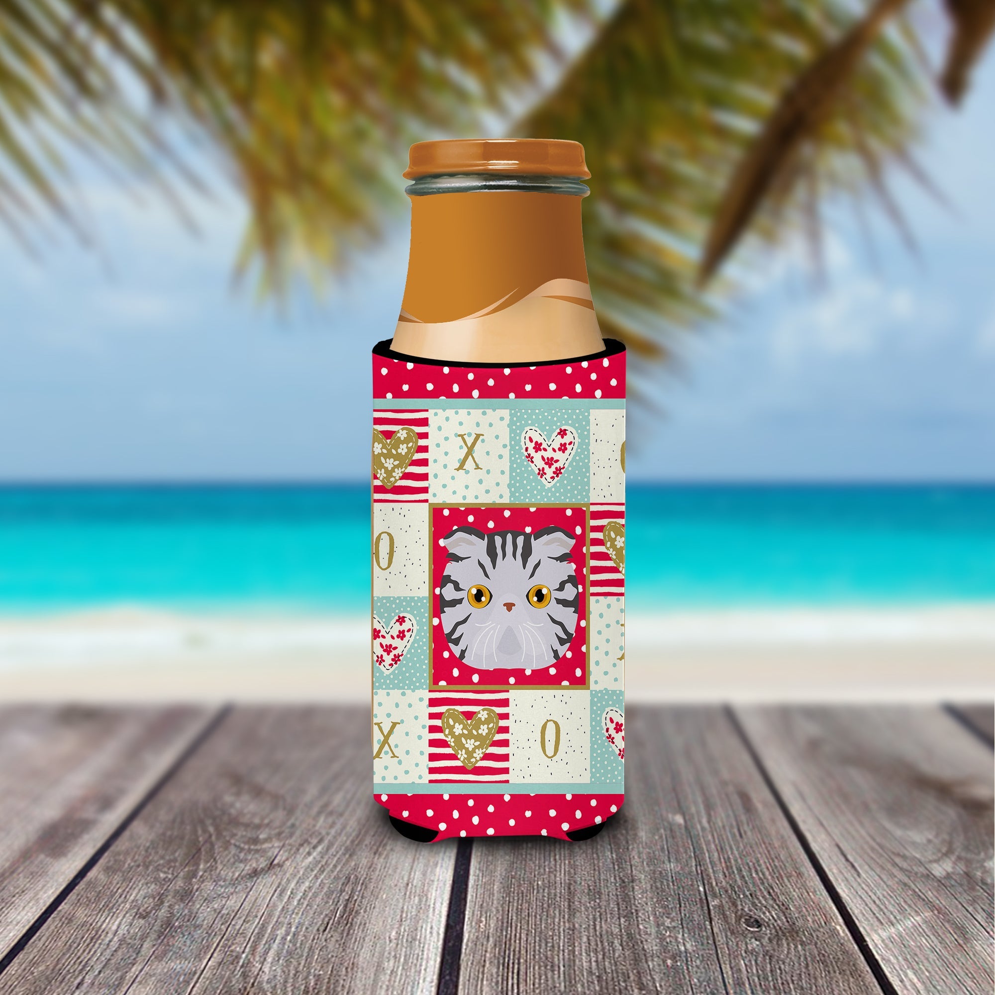 Foldex Exotic Fold Cat Love Slim Can Hugger , Insulated Foam Hugger for 12 oz Slim Cans, Beer Bottles & Water Bottles, Printed in USA
