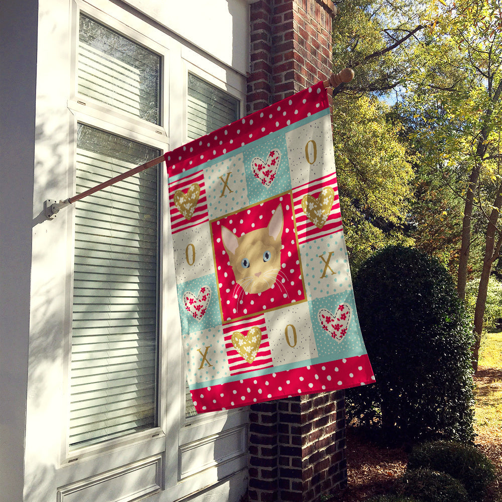 German Rex Cat Love House Flag 28x40 Porch Sleeve Pole Decorative Outside Yard Banner Artwork Wall Hanging, Polyester