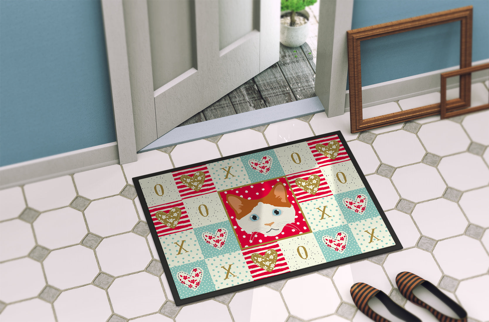 La Perm Cat Love Doormat Indoor Outdoor 18H X 27W Front Door Mat Rugs for Entryway, Non Slip Washable