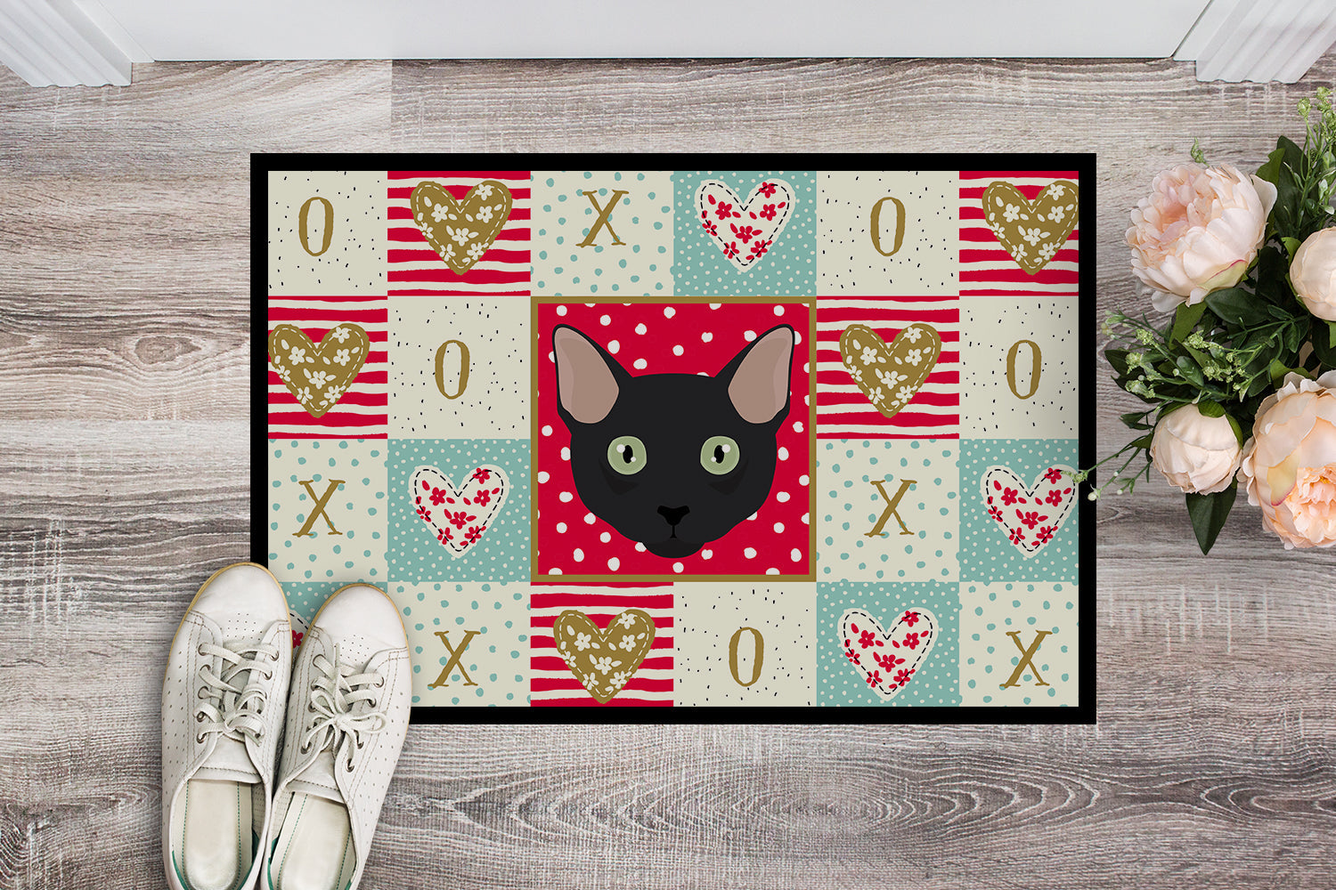 Mandalay Cat Love Doormat Indoor Outdoor 18H X 27W Front Door Mat Rugs for Entryway, Non Slip Washable