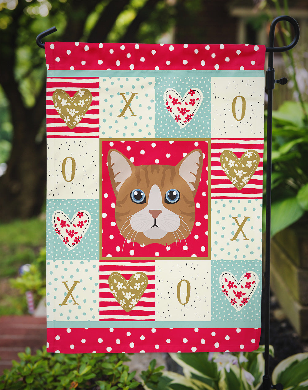 Manx Cat Love Garden Flag Mailbox Decorative Yard Banner Outside Patio Artwork for Flower Beds, Garden Size, Multicolor