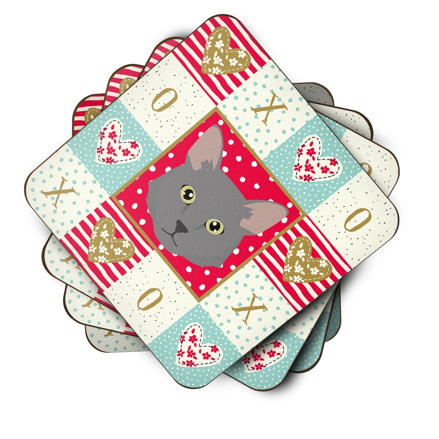 Nebelung Cat Love Foam Coasters Set of 4 Cup Coasters for Indoor Outdoor, Tabletop Protection, Anti Slip, Mouse pad Material