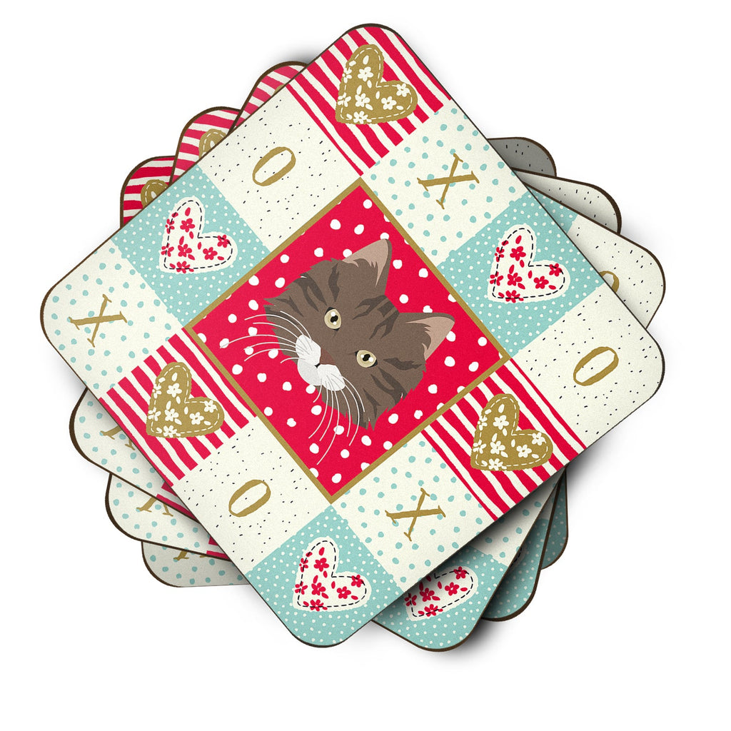 Norwegian Forest Cat Love Foam Coasters Set of 4 Cup Coasters for Indoor Outdoor, Tabletop Protection, Anti Slip, Mouse pad Material
