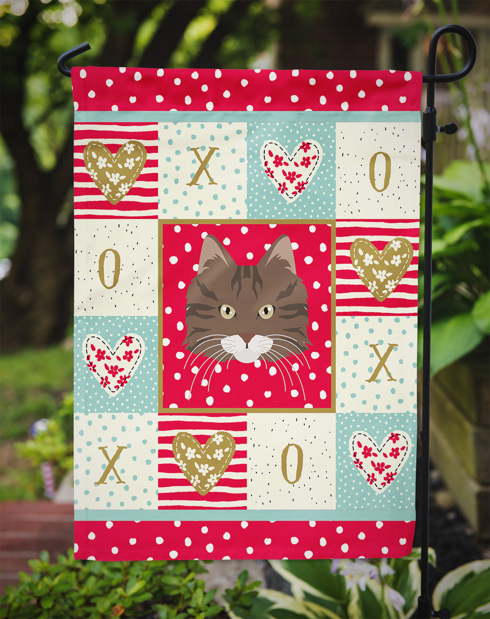 Norwegian Forest Cat Love Garden Flag Mailbox Decorative Yard Banner Outside Patio Artwork for Flower Beds, Garden Size, Multicolor