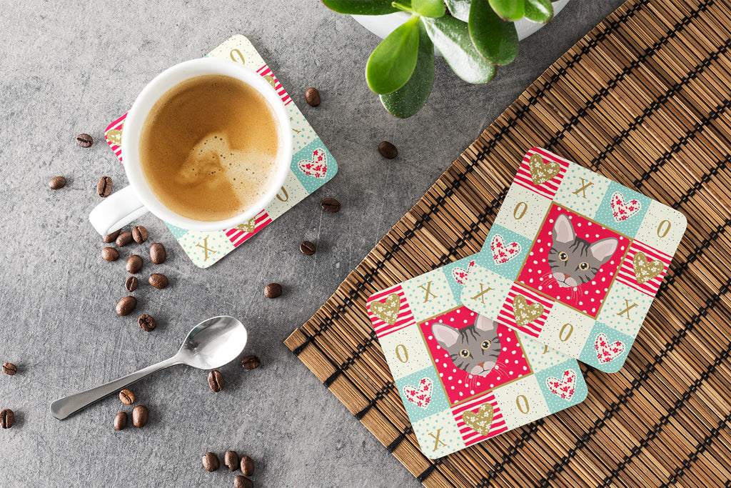 Ocicat Cat Love Foam Coasters Set of 4 Cup Coasters for Indoor Outdoor, Tabletop Protection, Anti Slip, Mouse pad Material