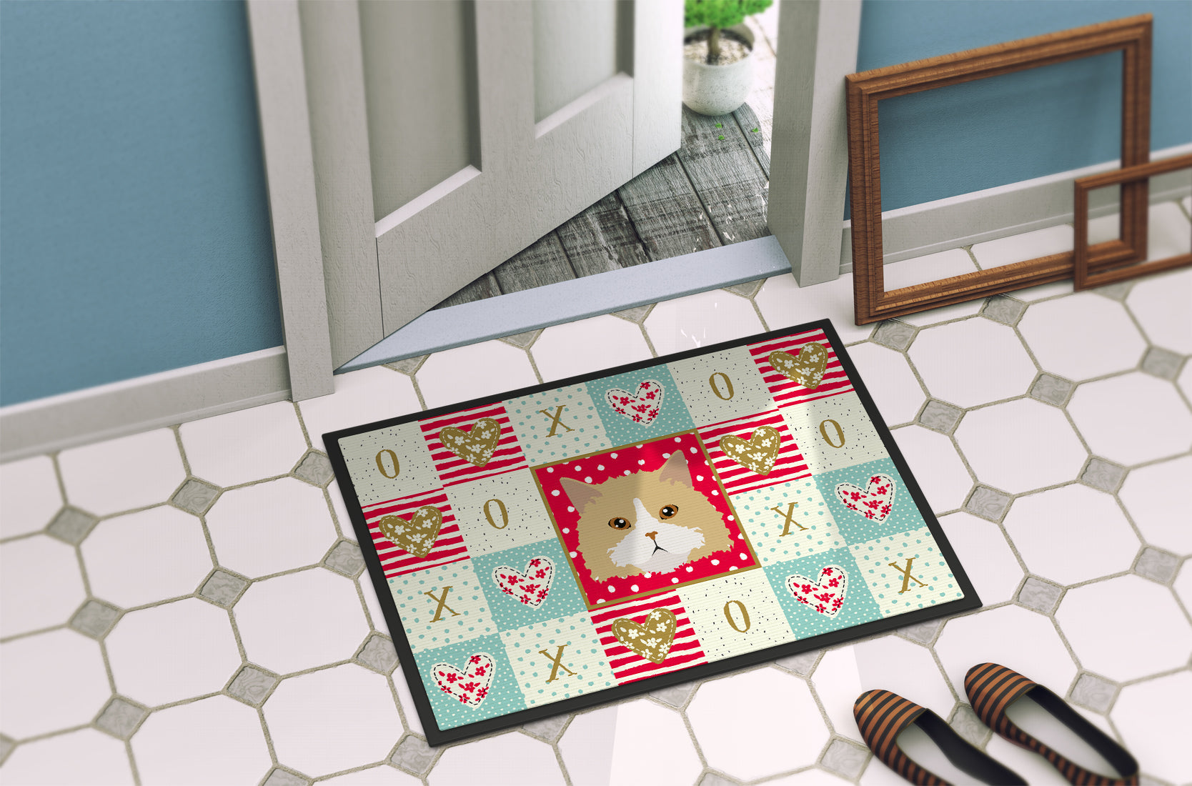 Oregon Rex Cat Love Doormat Indoor Outdoor 24H X 36W Front Door Mat Rugs for Entryway, Non Slip Washable Low Pile,