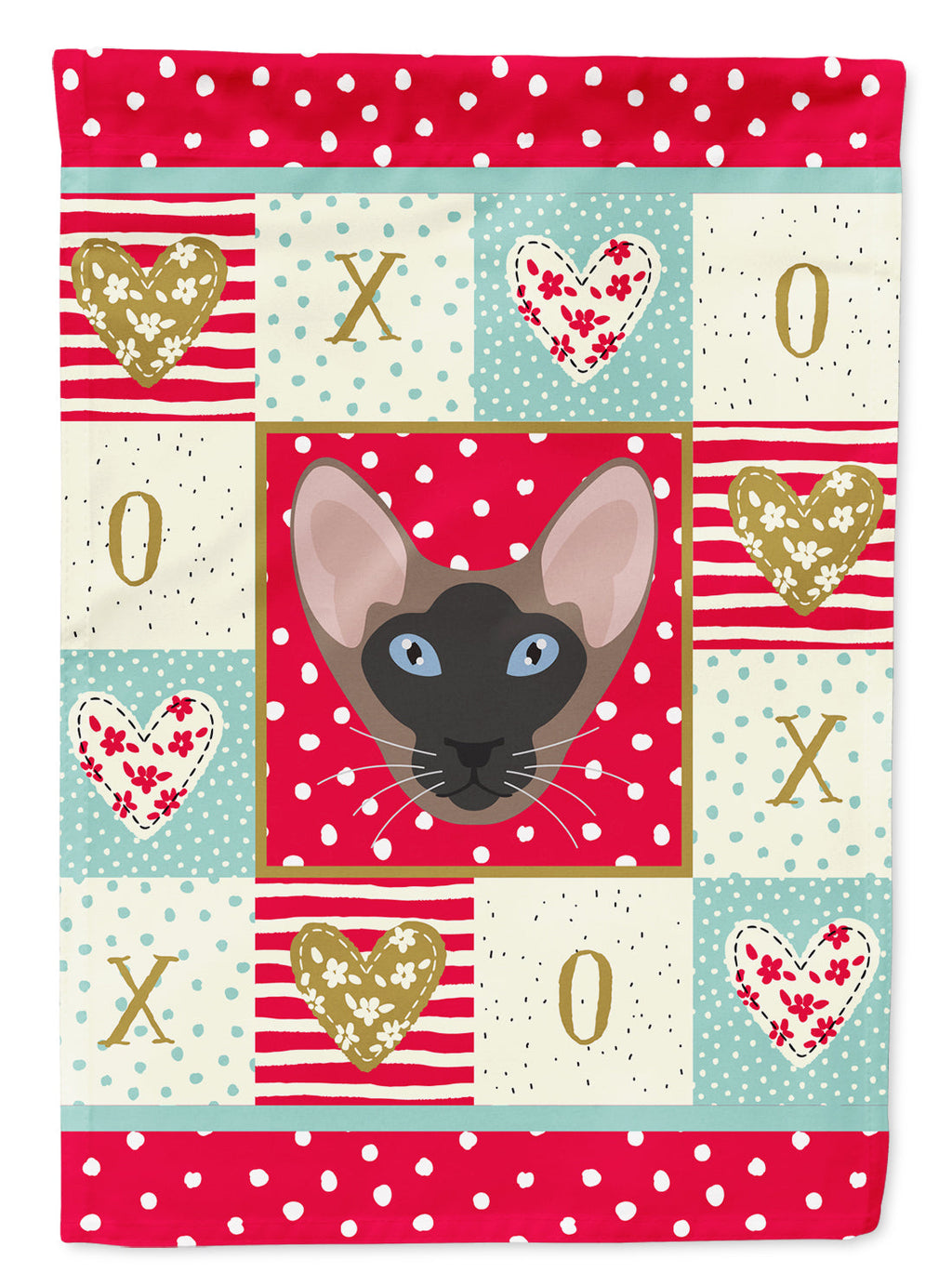 Oriental Bicolor Cat Love House Flag 28x40 Porch Sleeve Pole Decorative Outside Yard Banner Artwork Wall Hanging, Polyester