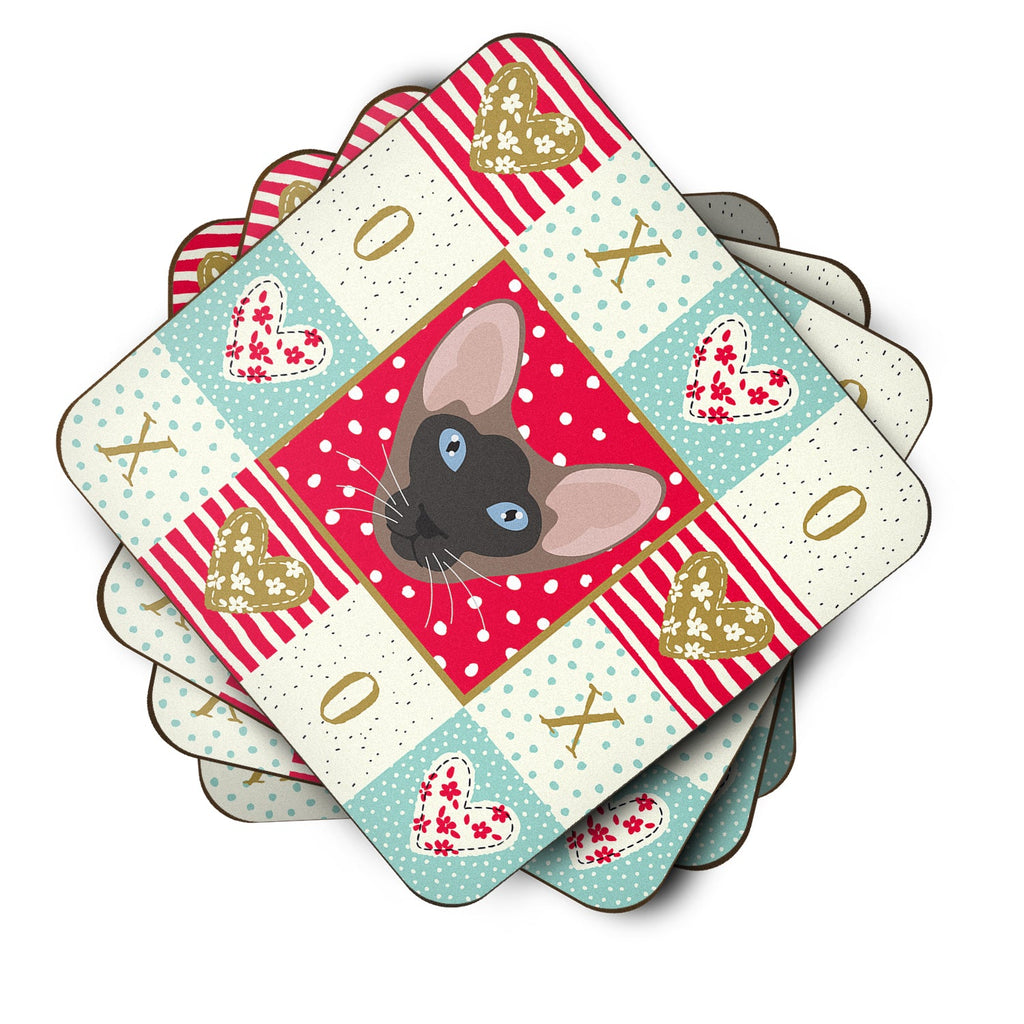 Oriental Bicolor Cat Love Foam Coasters Set of 4 Cup Coasters for Indoor Outdoor, Tabletop Protection, Anti Slip, Mouse pad Material