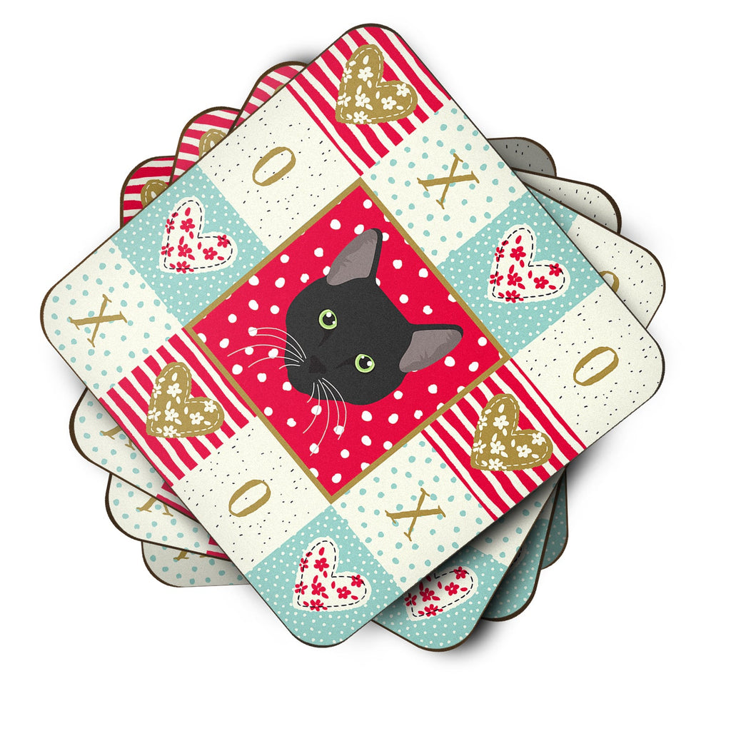 Pantherette Cat Love Foam Coasters Set of 4 Cup Coasters for Indoor Outdoor, Tabletop Protection, Anti Slip, Mouse pad Material