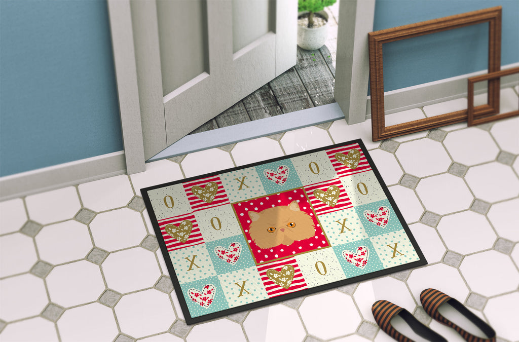 Persian Modern Cat Love Doormat Indoor Outdoor 18H X 27W Front Door Mat Rugs for Entryway, Non Slip Washable