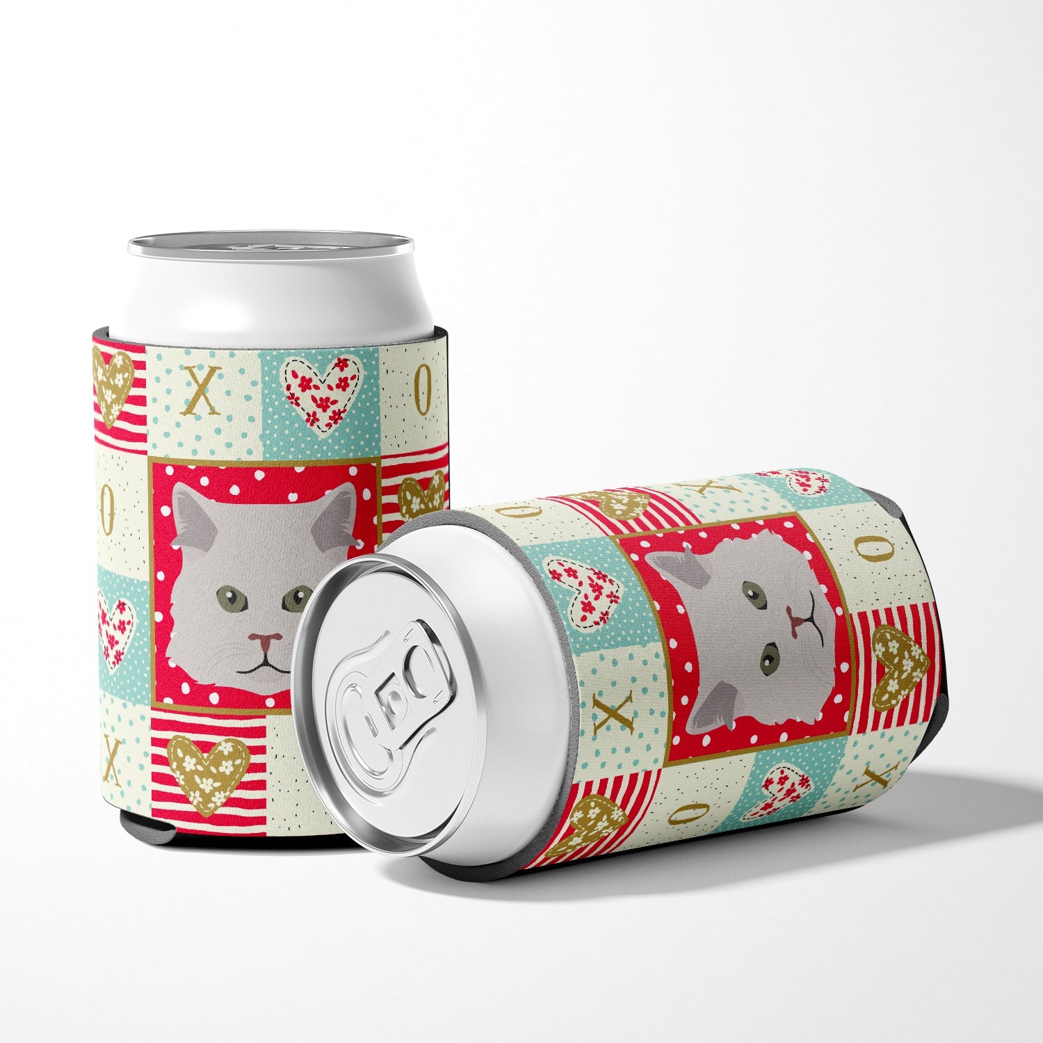 Persian Traditional Cat Love Can or Bottle Hugger Cooler Sleeve for Standard 12 oz Cans, Insulated Foam Beer & Soda Can Hugger Reusable