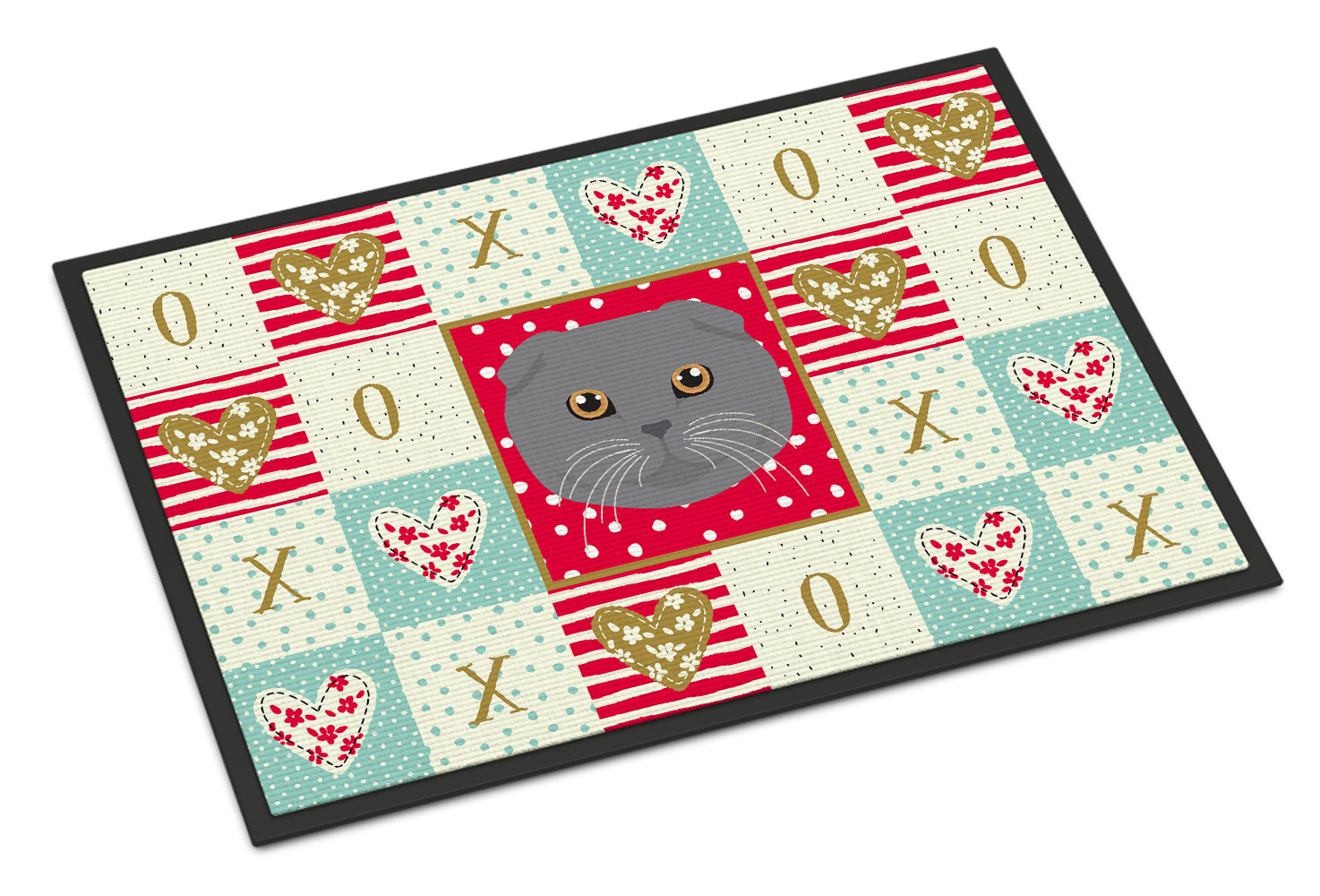 Scottish Fold Cat Love Doormat Indoor Outdoor 24H X 36W Front Door Mat Rugs for Entryway, Non Slip Washable Low Pile,